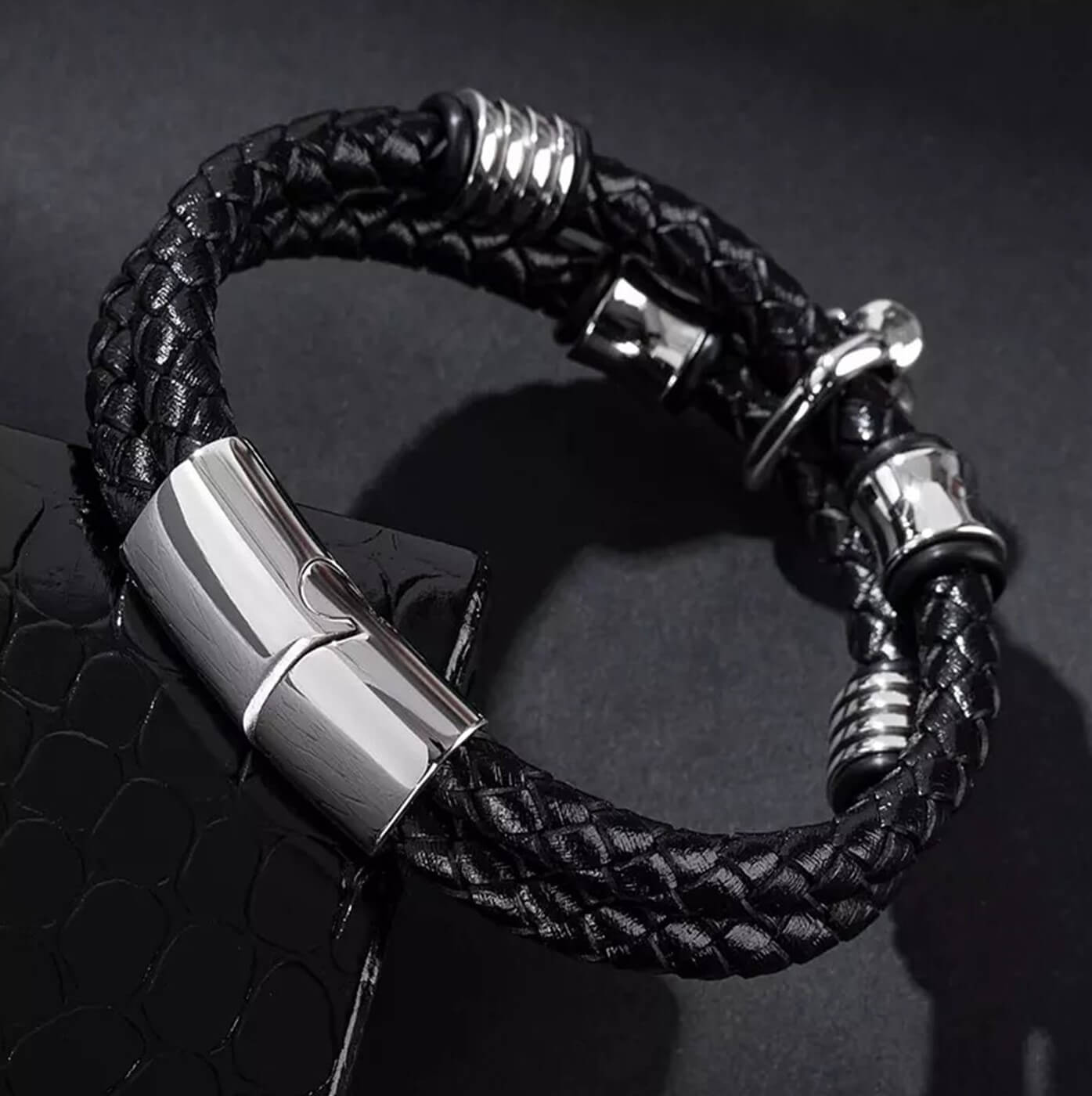 Mens Rosette Leather Bracelet
