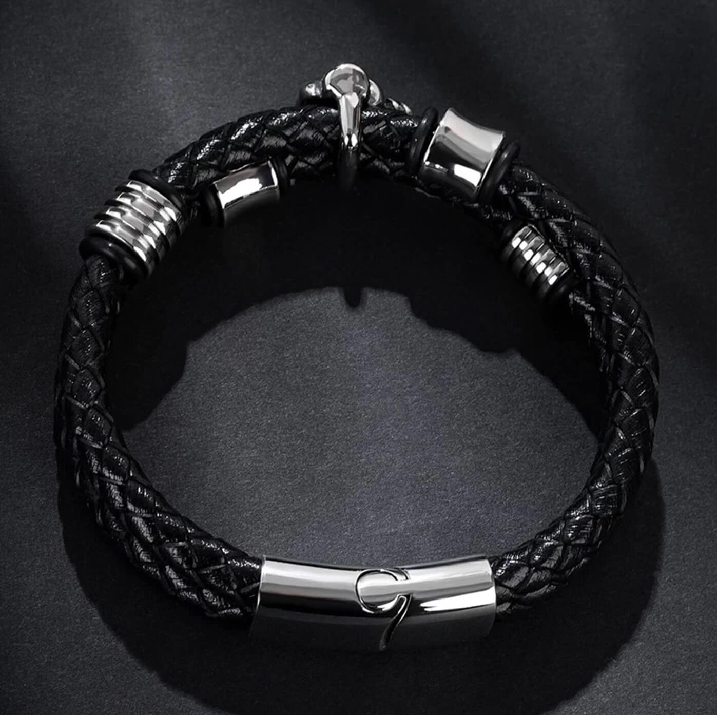 Mens Rosette Leather Bracelet