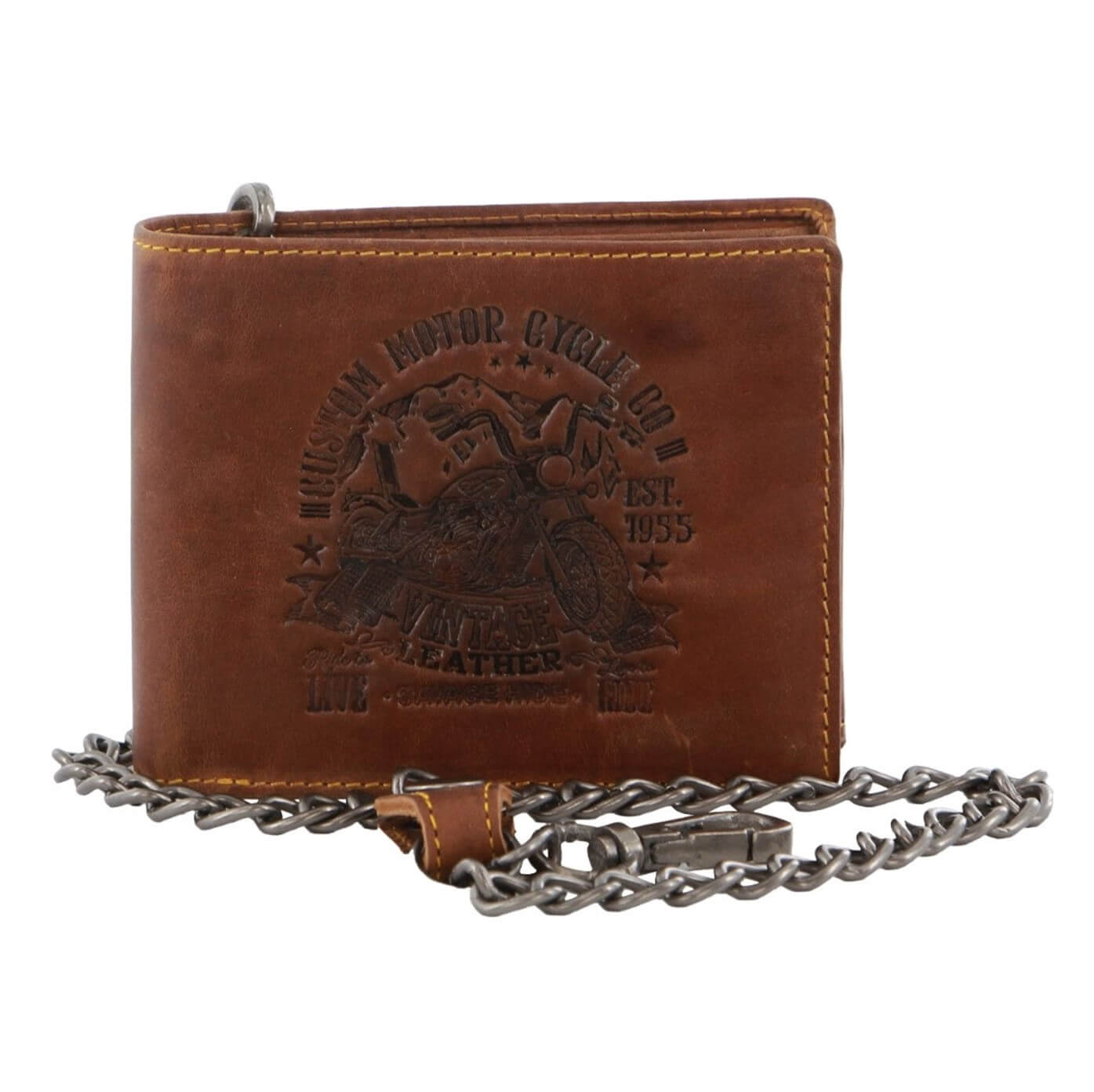 Billy The Kid Mens Tri-fold Leather Wallet with Detachable Chain