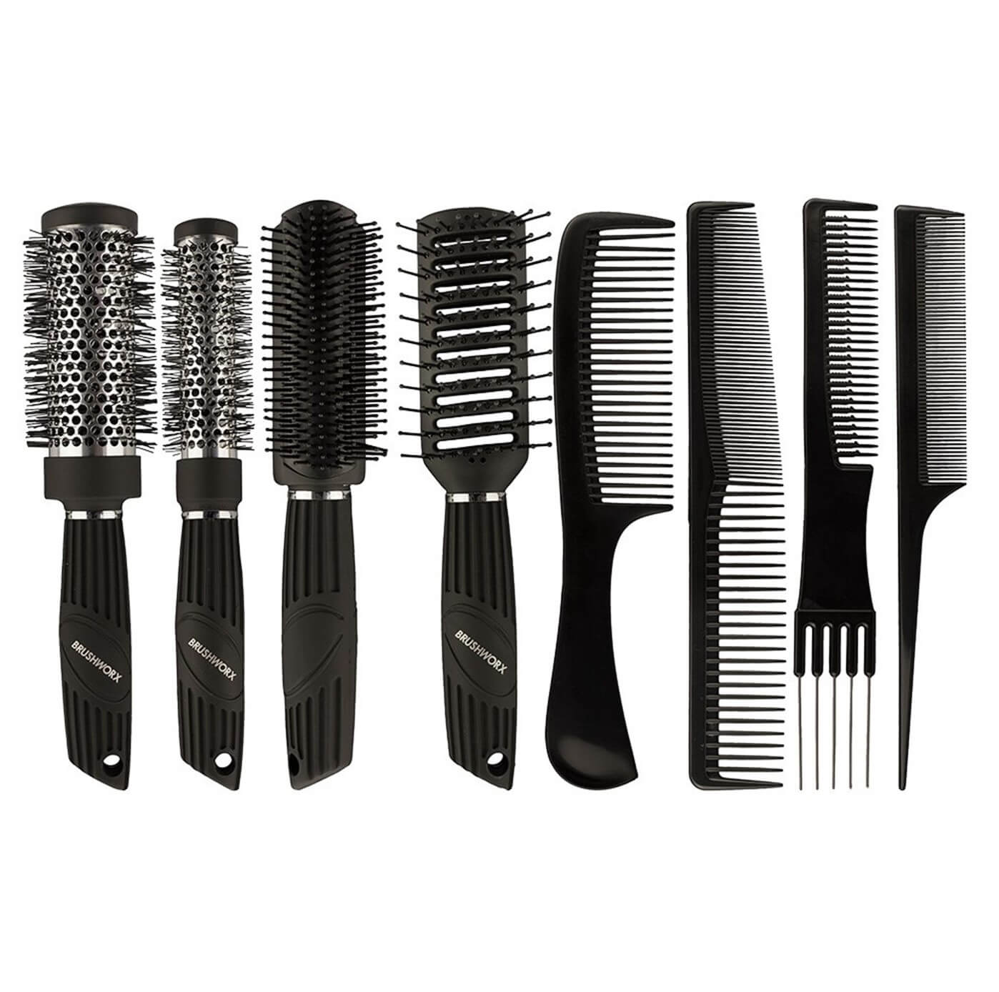 Brushworx Pro Hair Brush and Comb Pack 8pc