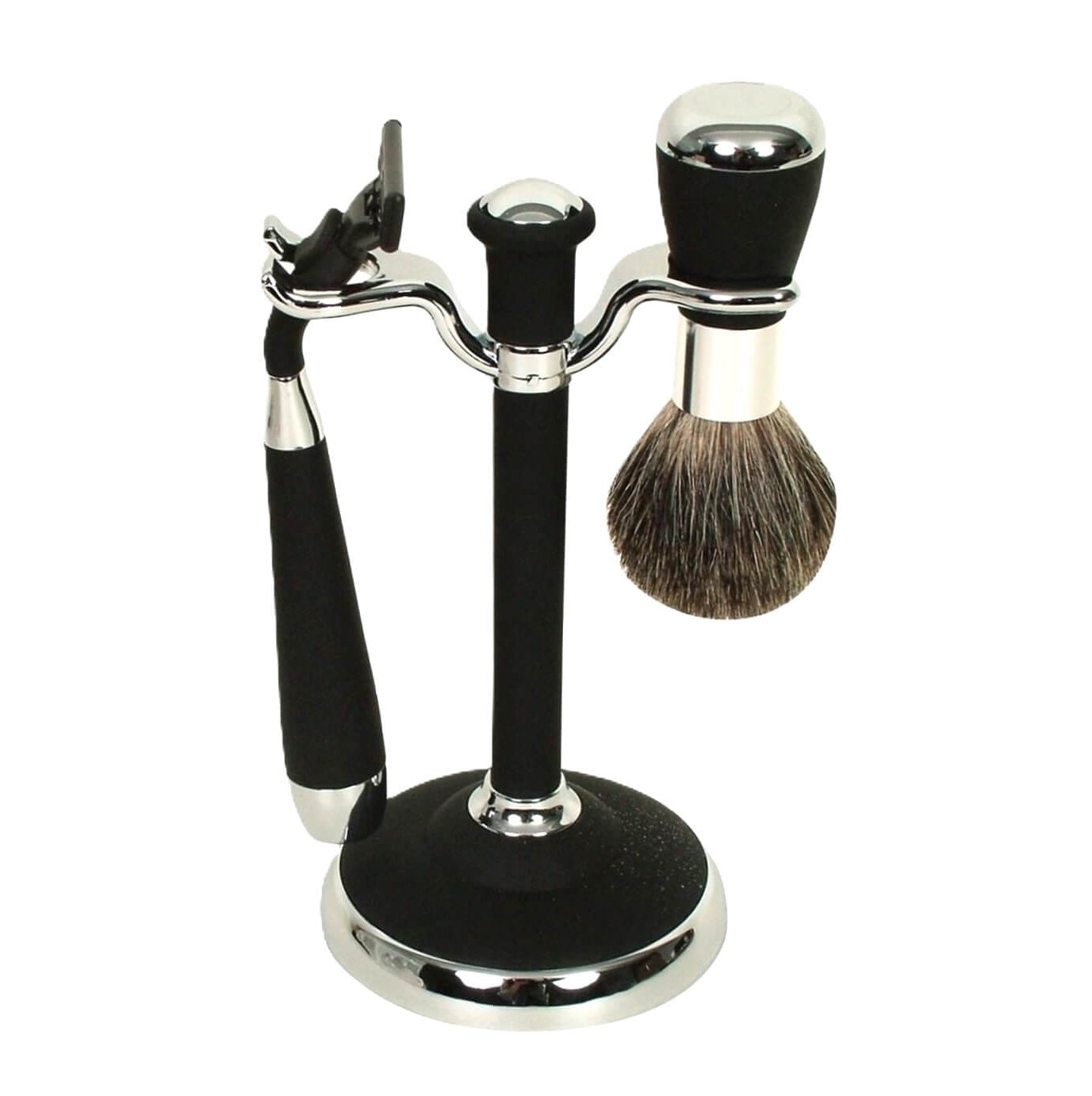 Comoy Mach3 Black/Chrome Shave Set