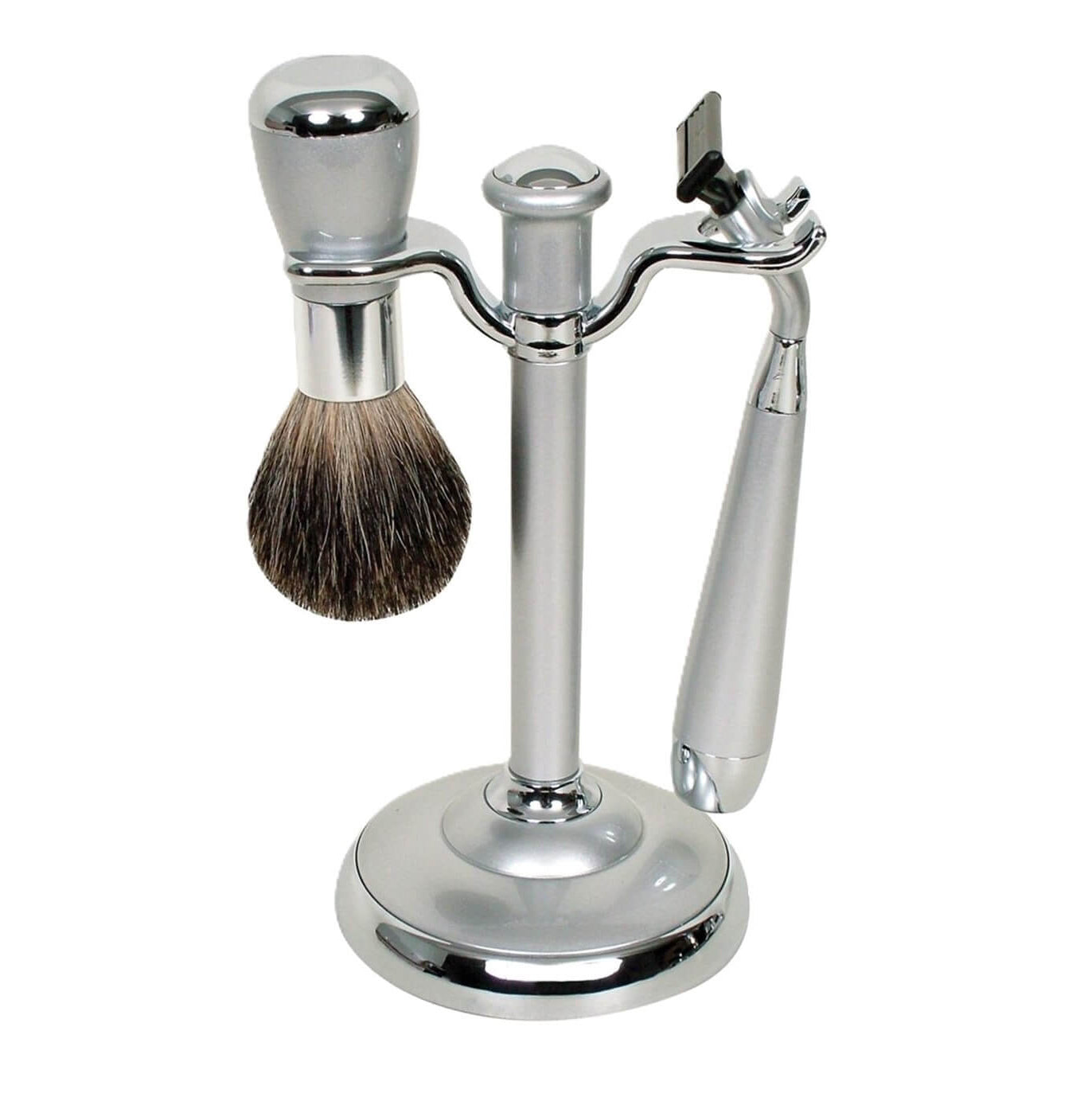 Comoy Mach3 Pewter/Chrome Shave Set