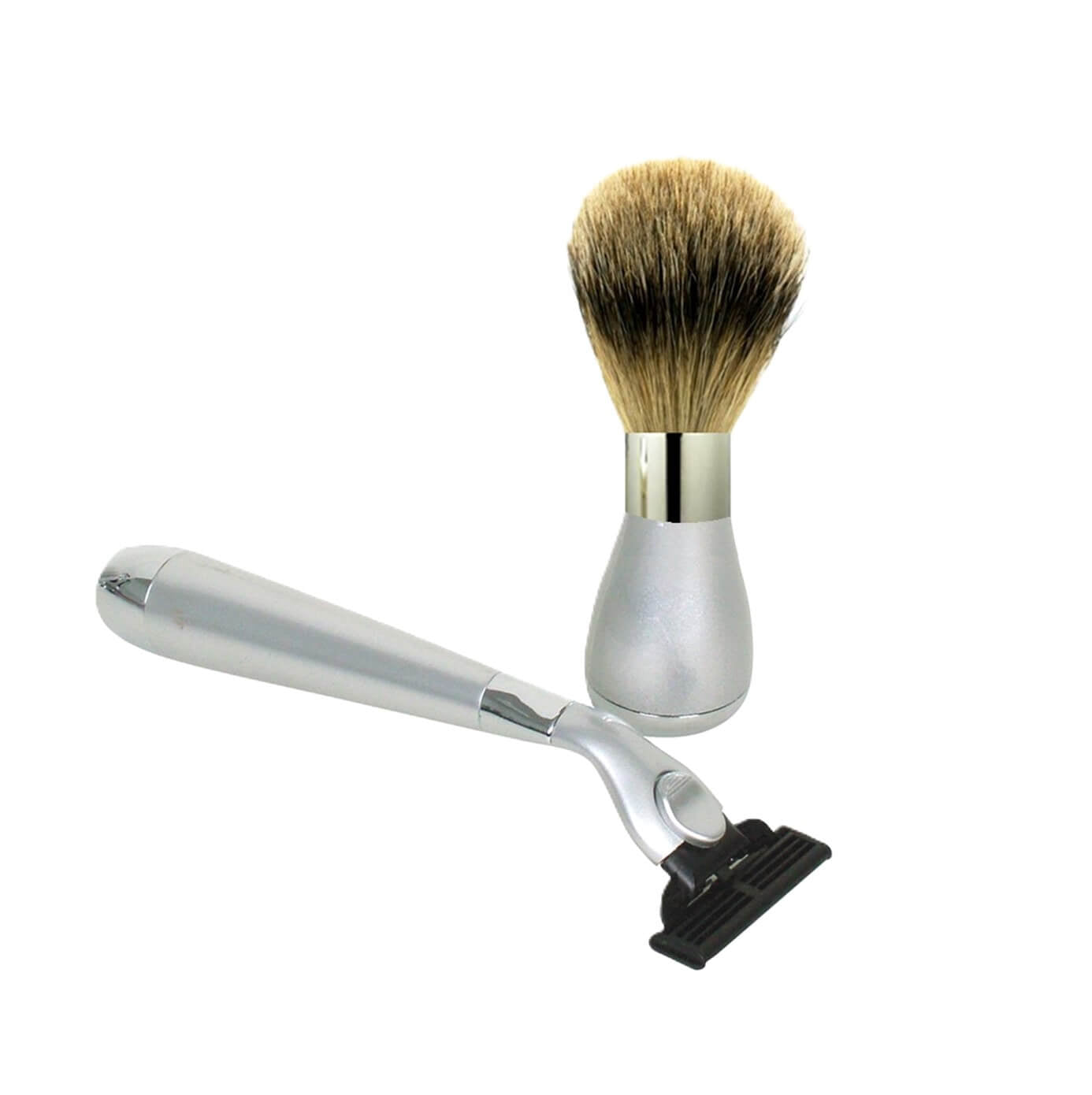 Comoy Mac3 Pewter/Chrome Shave Set/Bowl