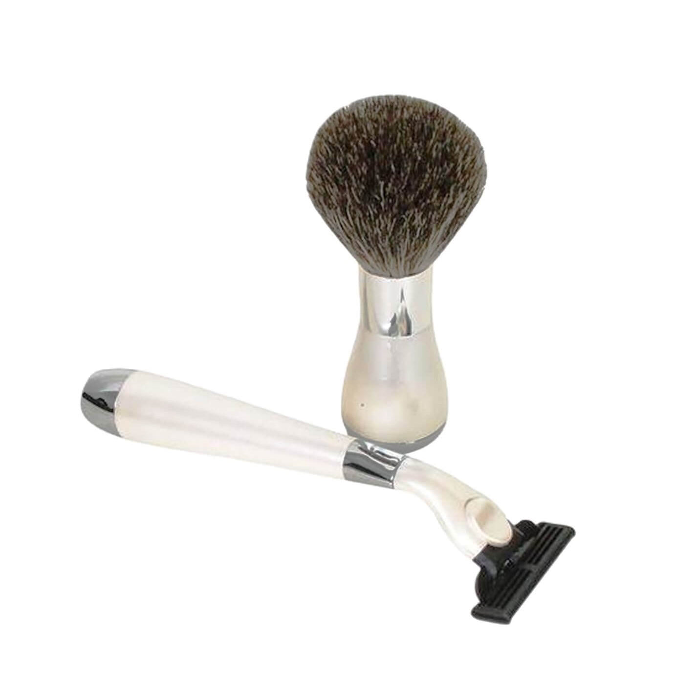 Comoy Mach3 White/Chrome Shave Set