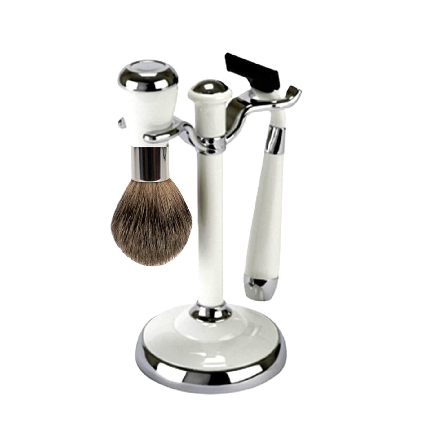 Comoy Mach3 White/Chrome Shave Set