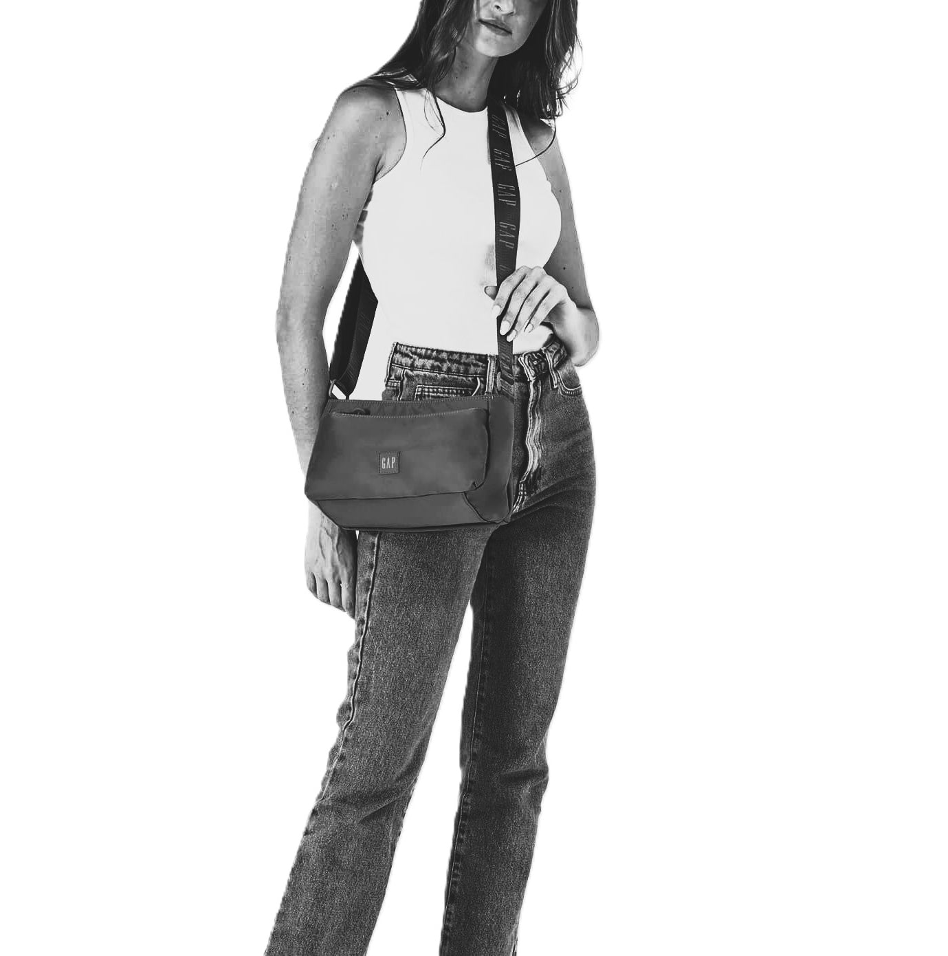 GAP Nylon Unisex RFID Crossbody Bag in Black