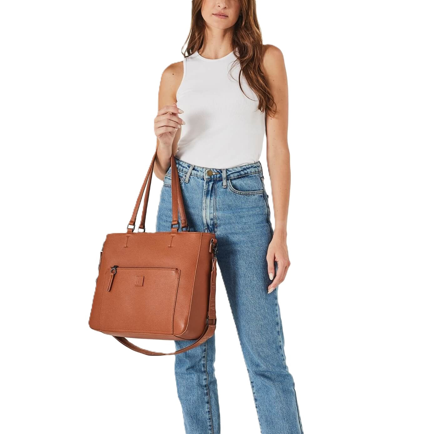 GAP Ladies Vegan Leather Modern Business Bag in Tan