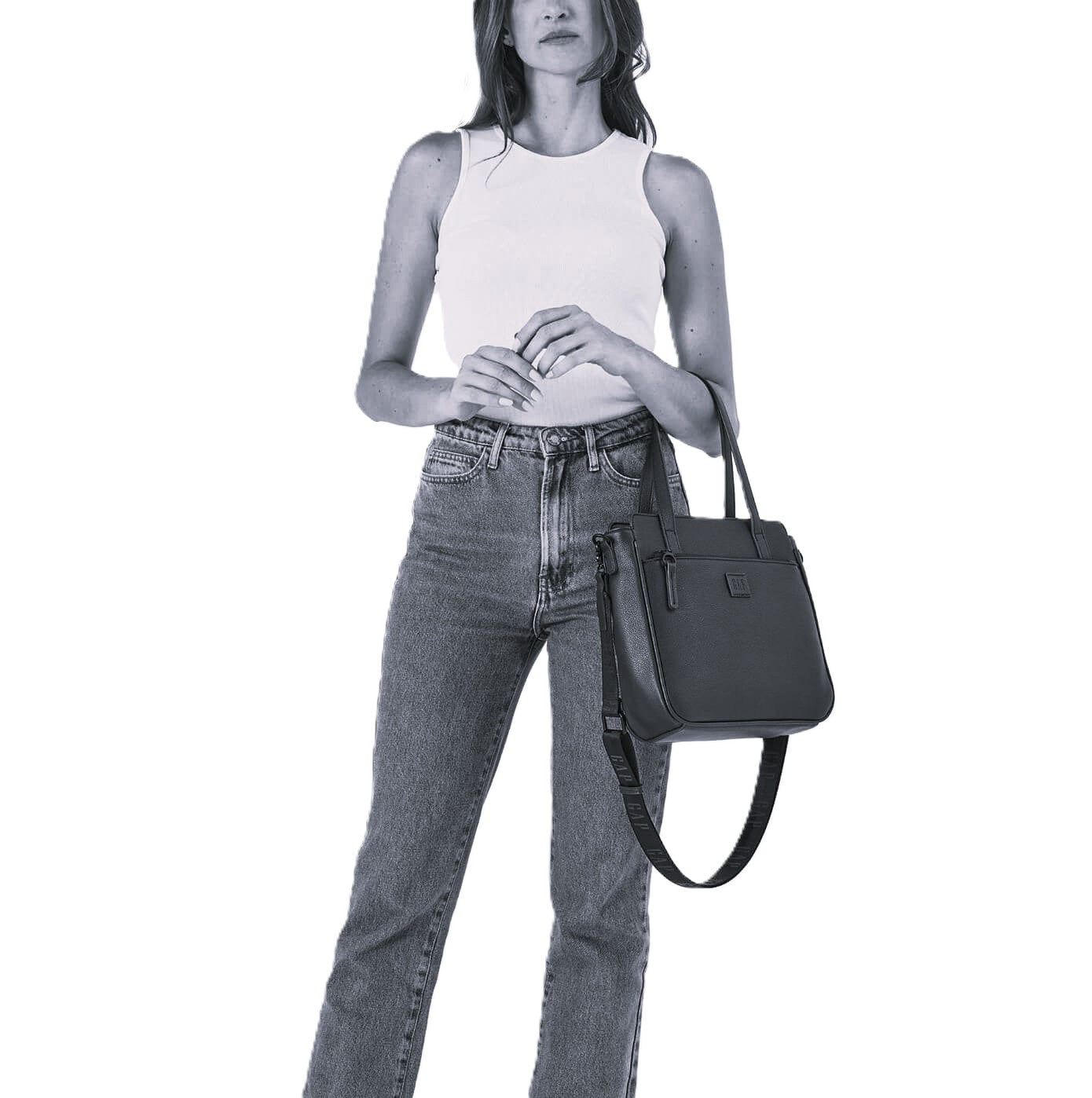 GAP Ladies Vegan Leather Mini Tote Bag in Black