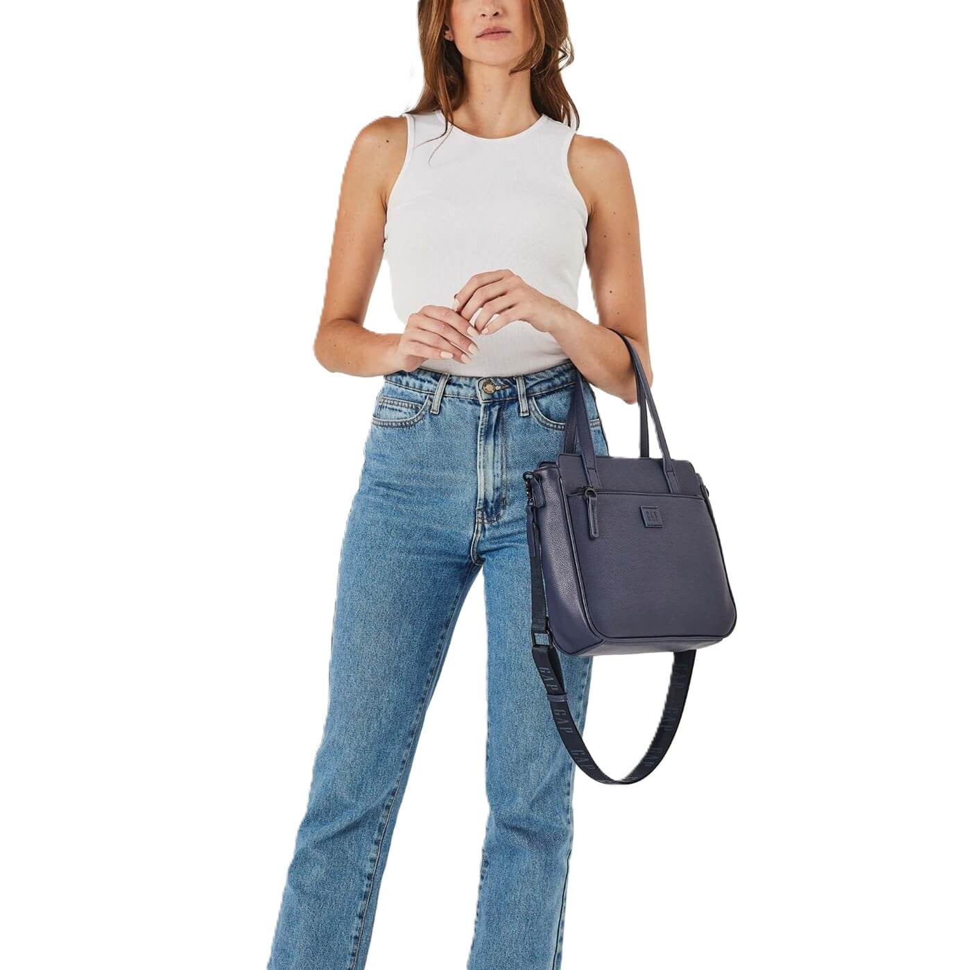 GAP Ladies Vegan Leather Mini Tote Bag in Navy