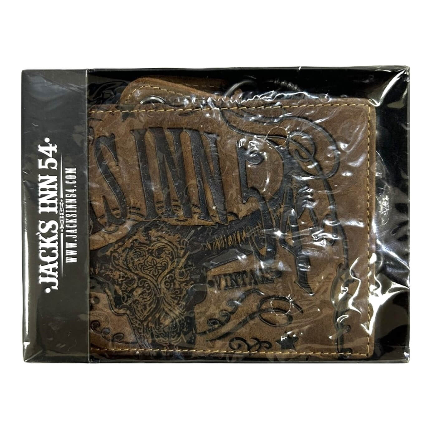 Jack's Inn Mens Leather Wallet with Detachable Chain in Brown