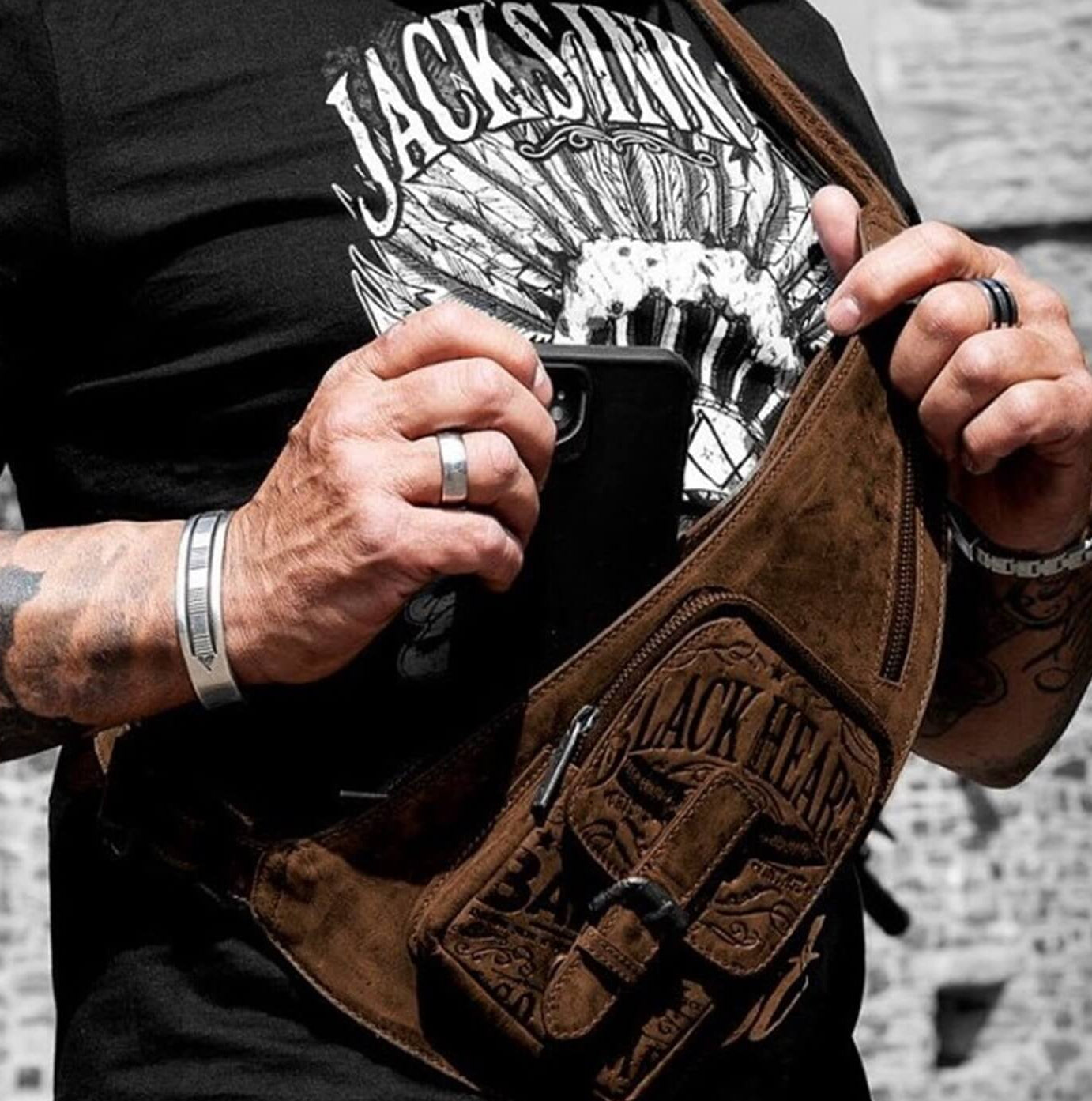 Jacks Inn 54 Vengeance Brown Leather Sling Bag