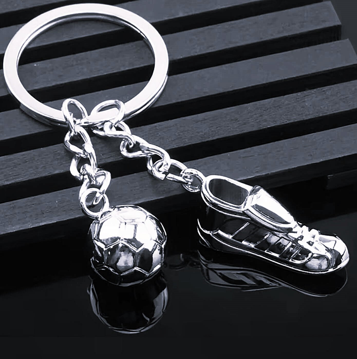 Soccer Boot + Ball Keyring Charm