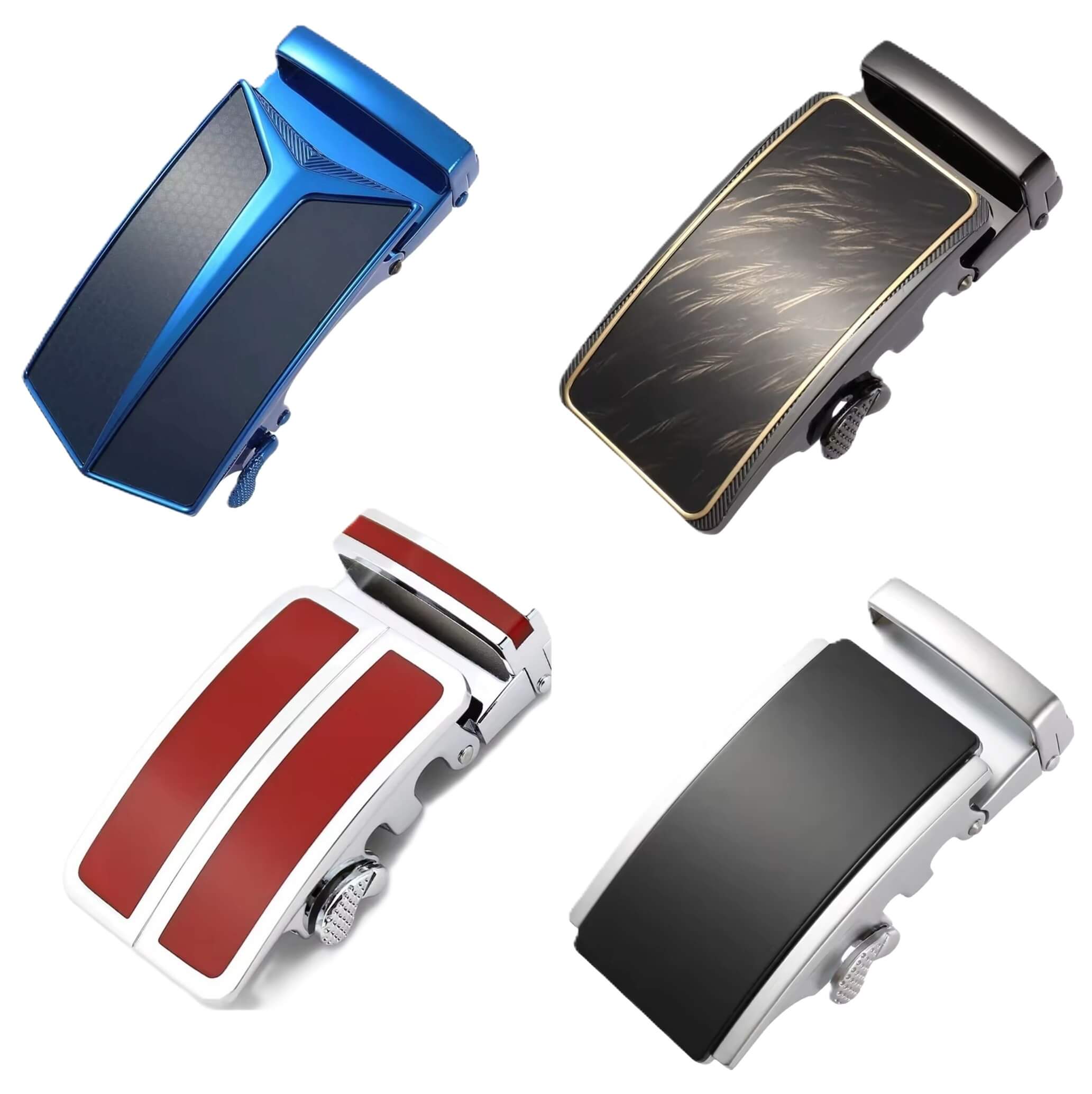 Automatic ratchet belt buckle zinc alloy finish