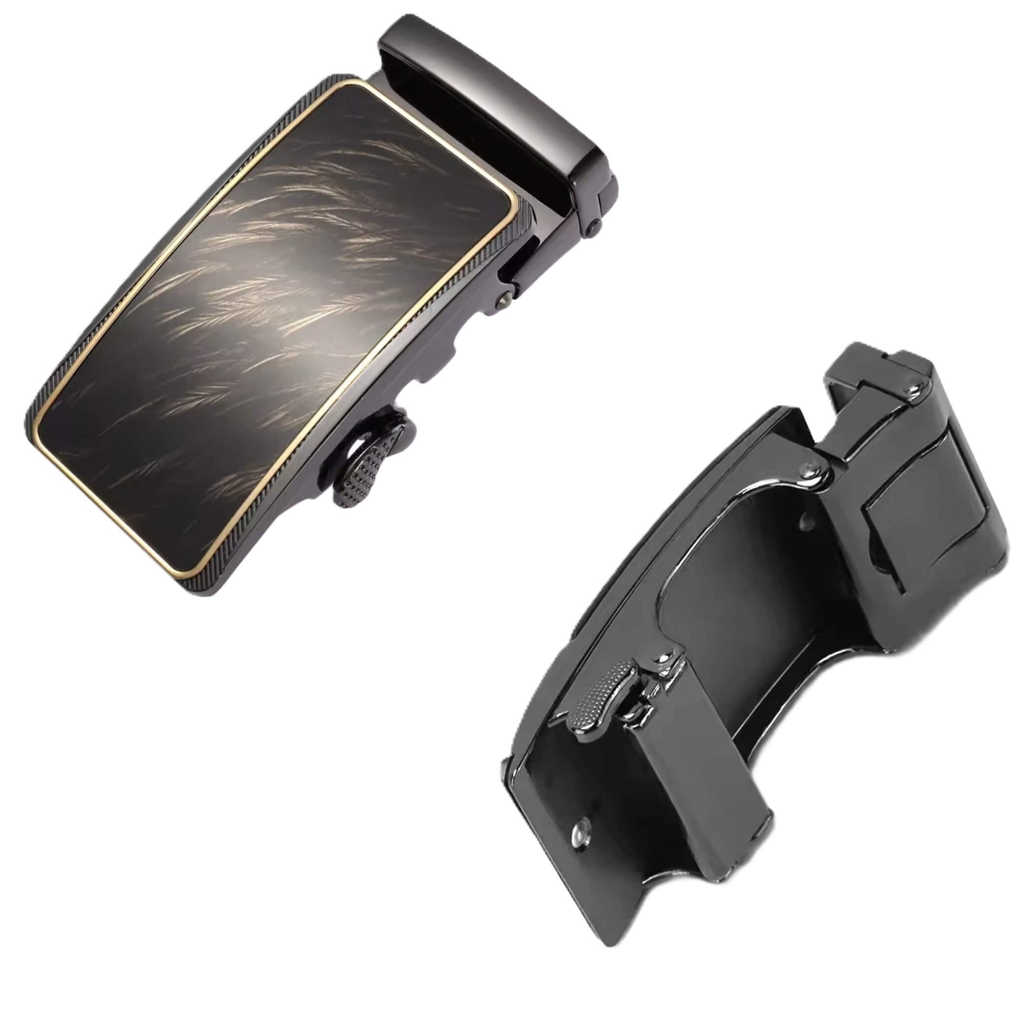 Automatic ratchet belt buckle zinc alloy finish