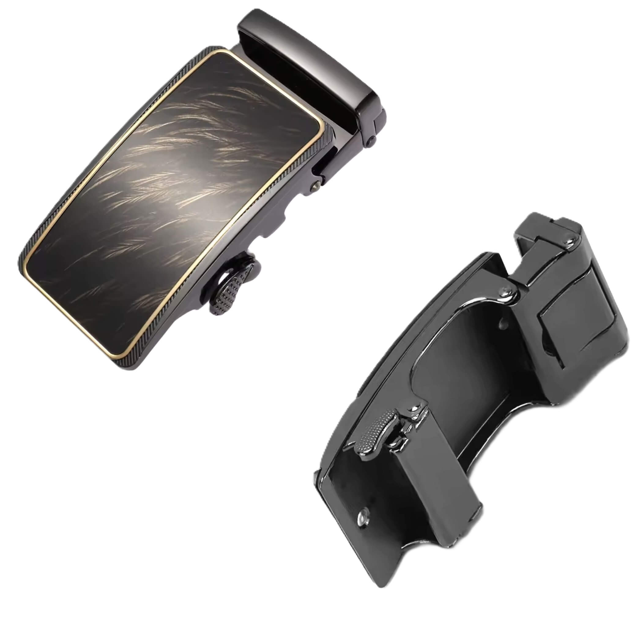 Automatic ratchet belt buckle zinc alloy finish