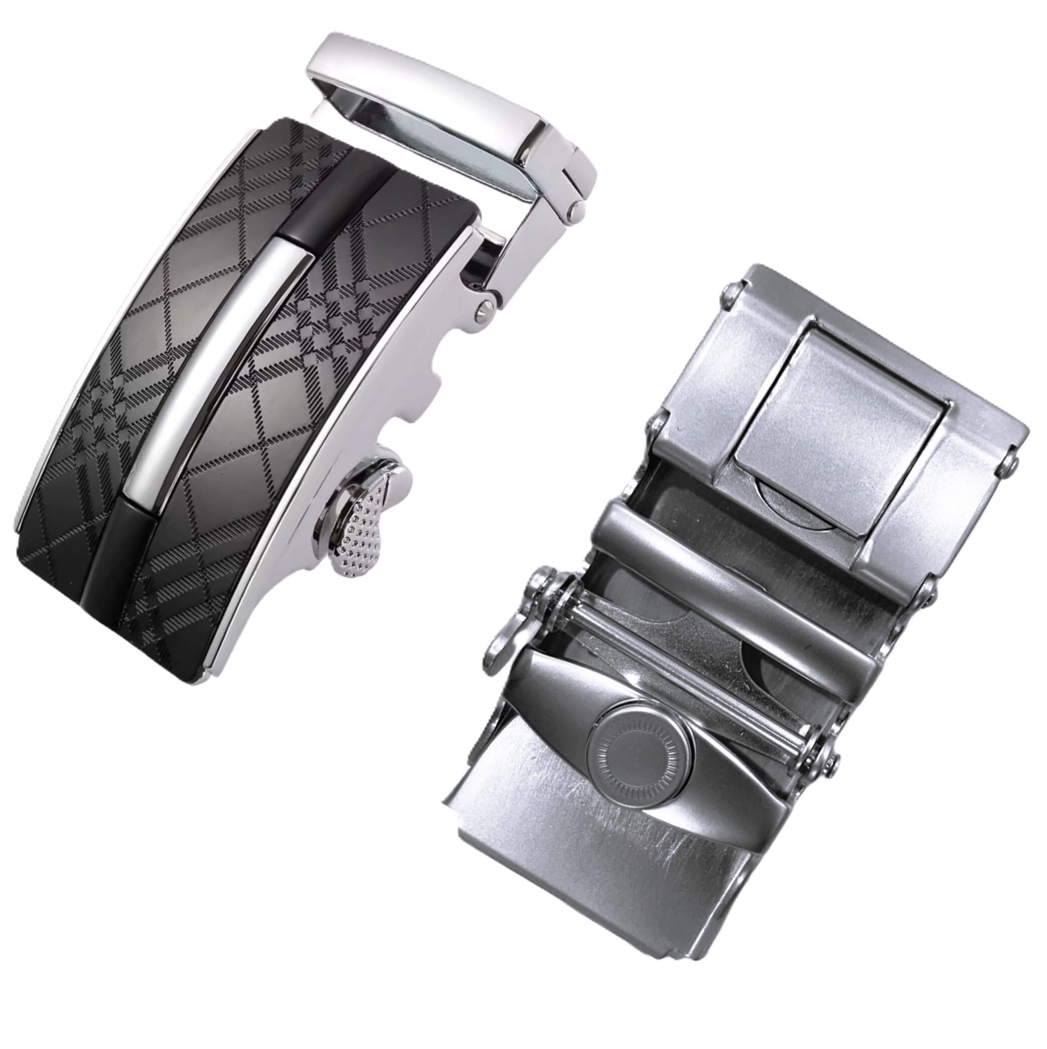 Automatic ratchet belt buckle zinc alloy finish