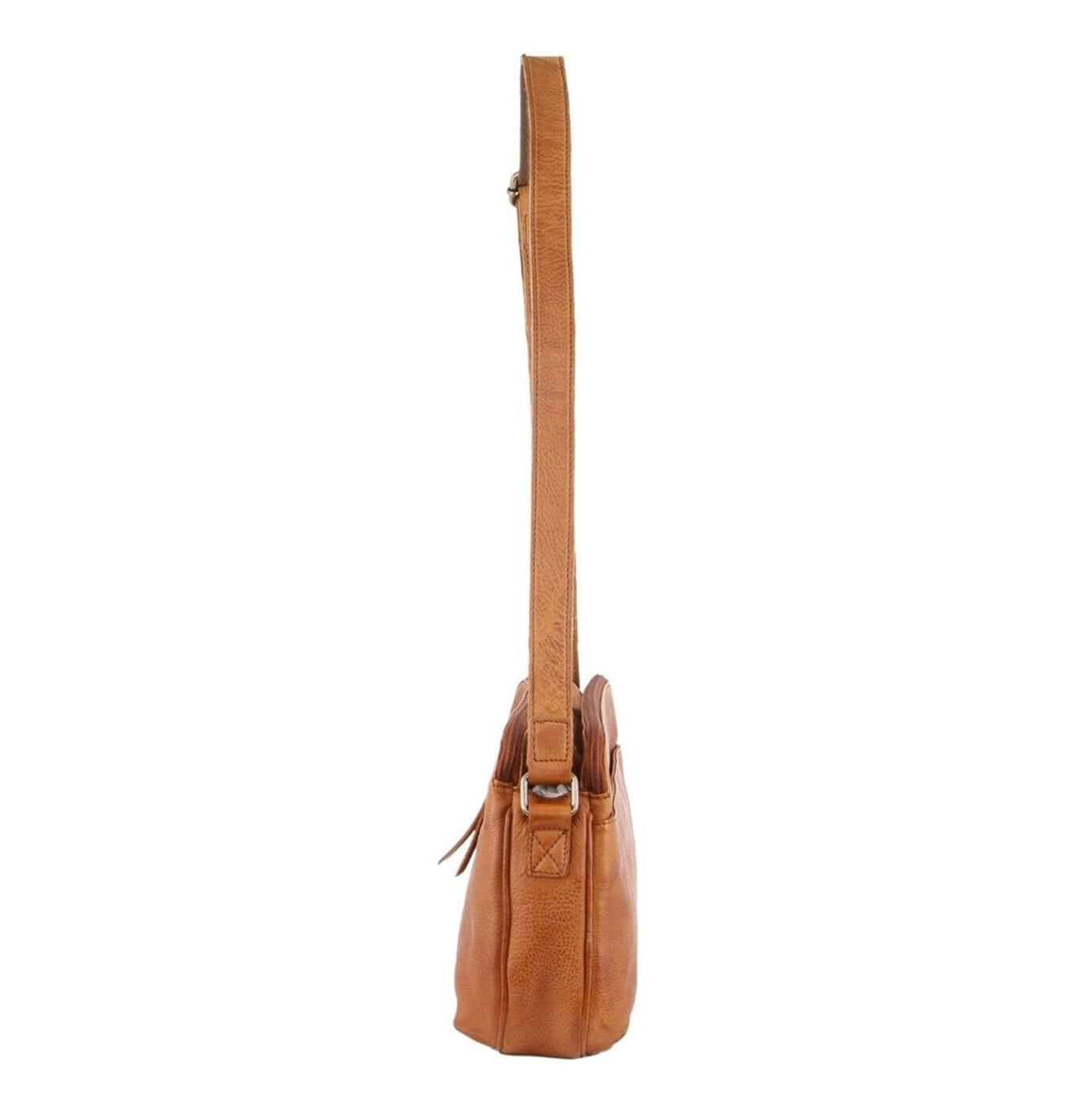 Milleni Ladies Cognac Nappa Leather Cross-Body Bag