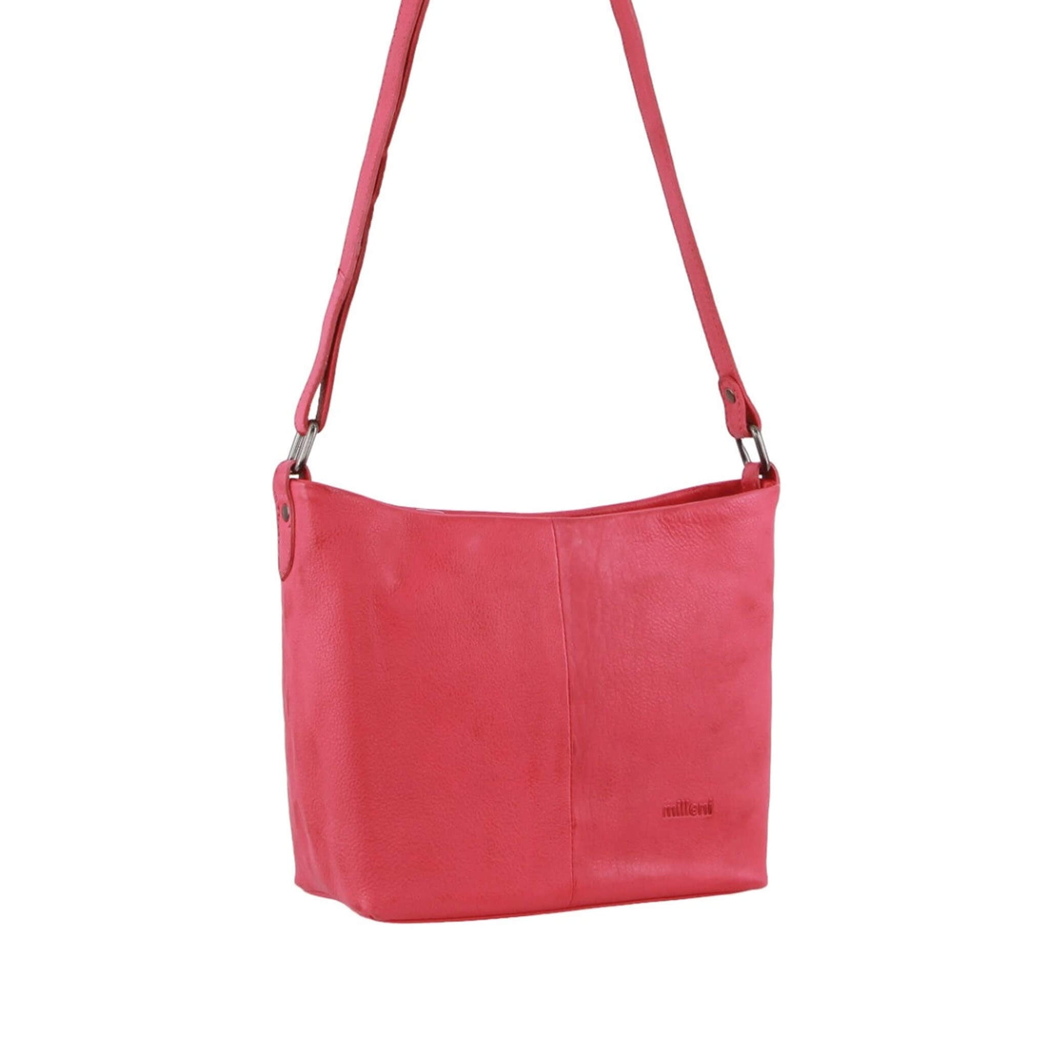 Milleni Ladies Nappa Leather Crossbody Bag in Pink