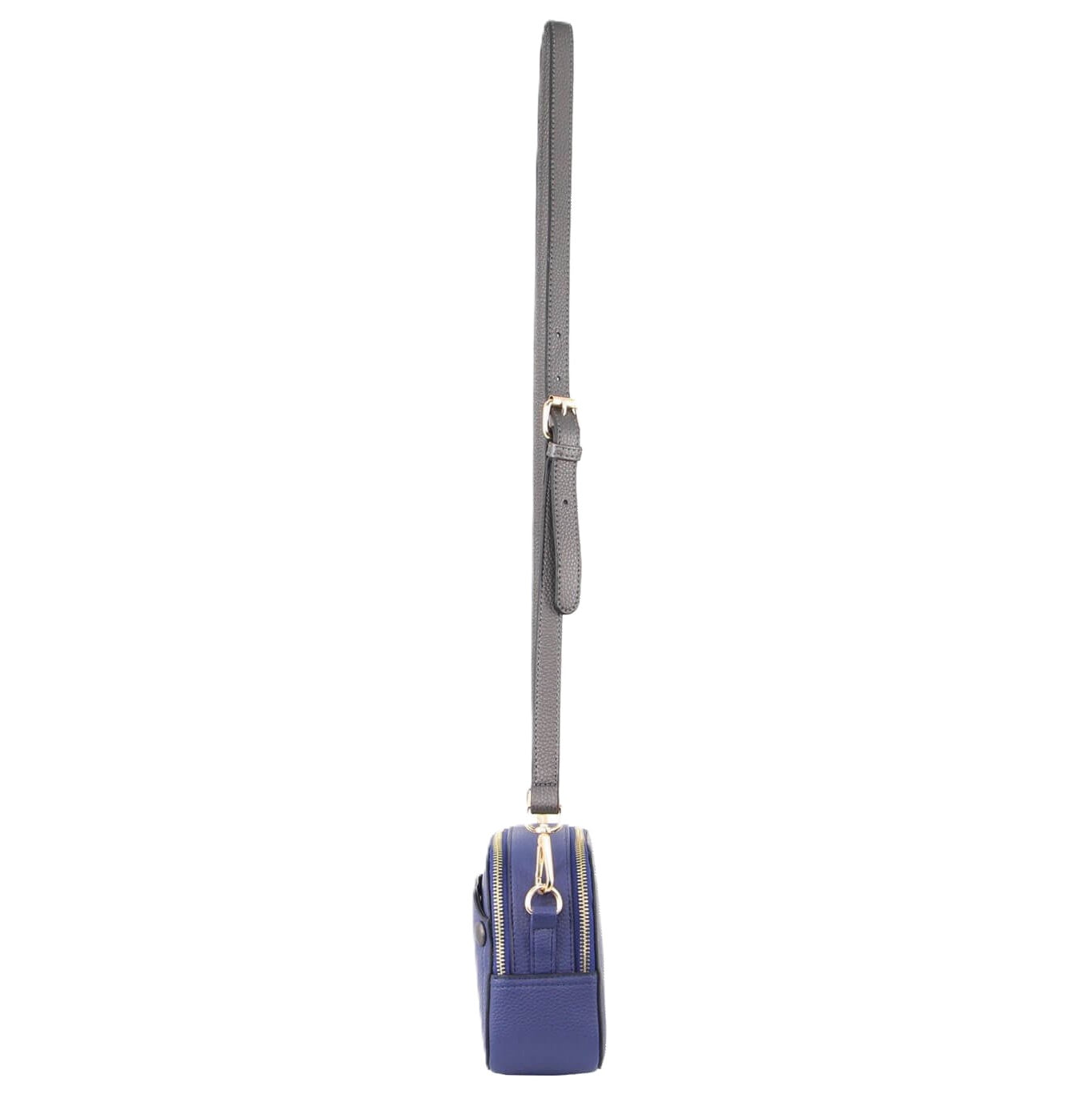 Milleni Ladies Double Zip Fashion Crossbody Clutch Bag in Navy