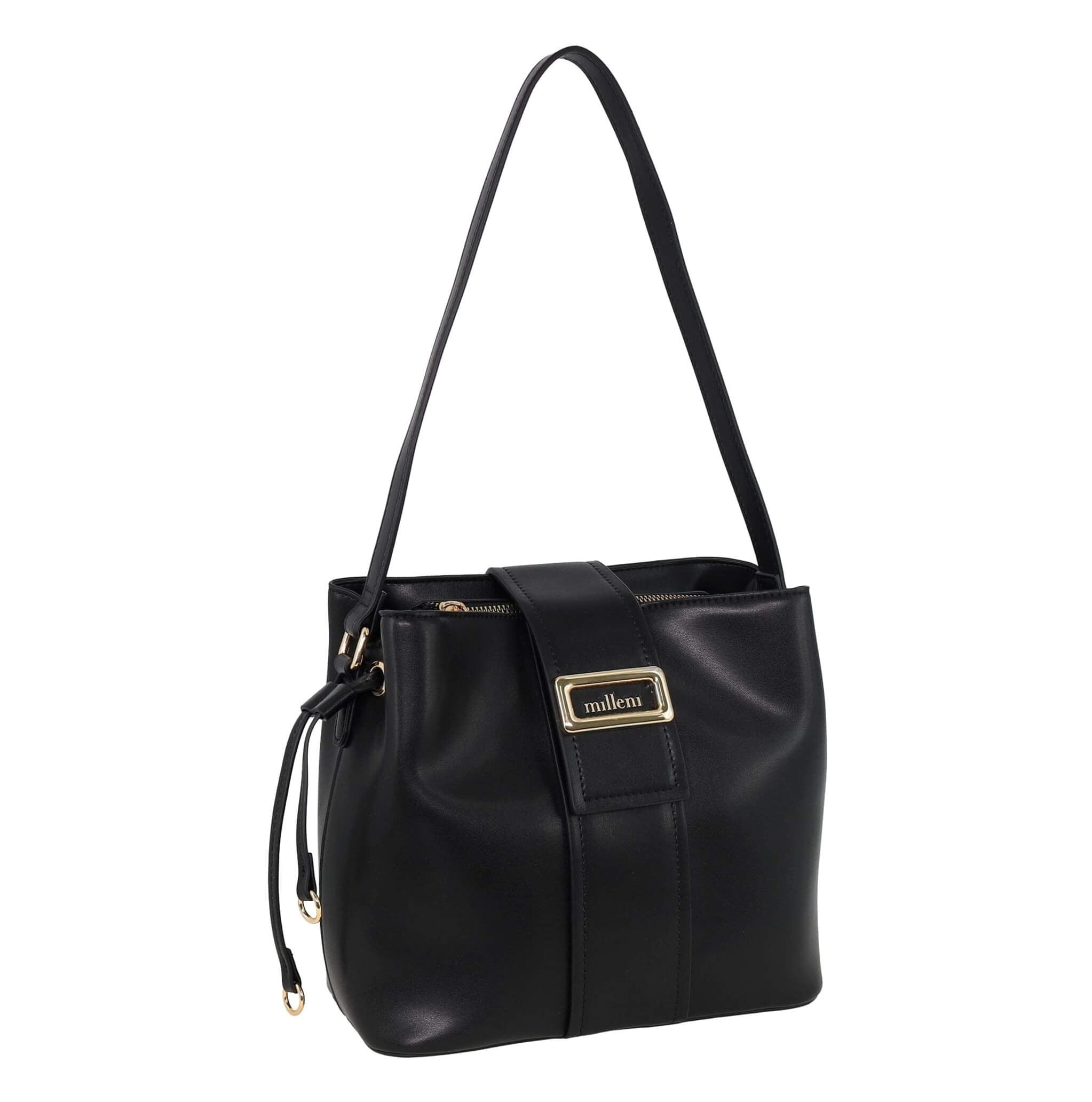 Milleni PV4034 Black Ladies Vegan Leather Fashion Mini Tote Bag