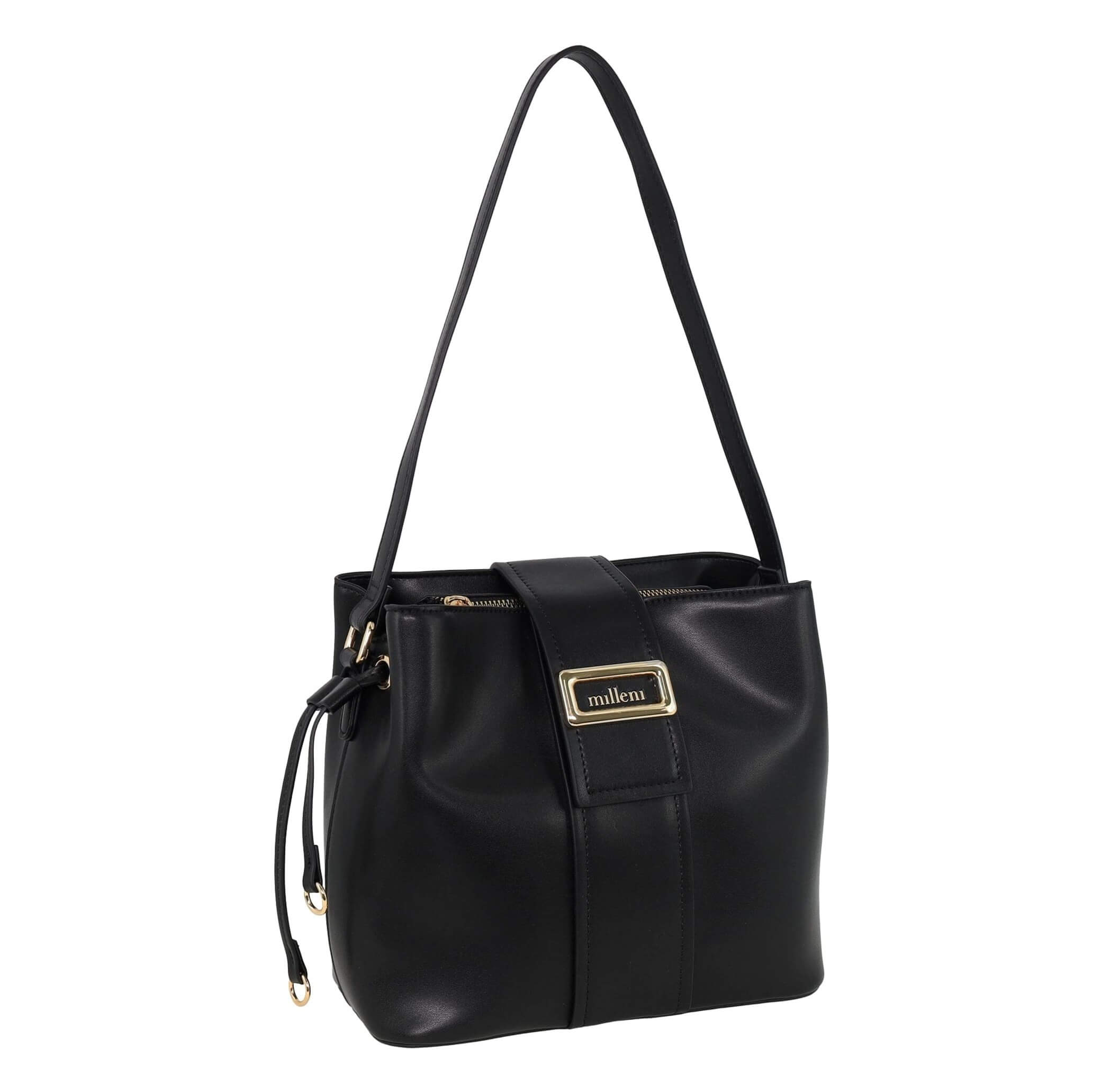 Milleni PV4034 Black Ladies Vegan Leather Fashion Mini Tote Bag