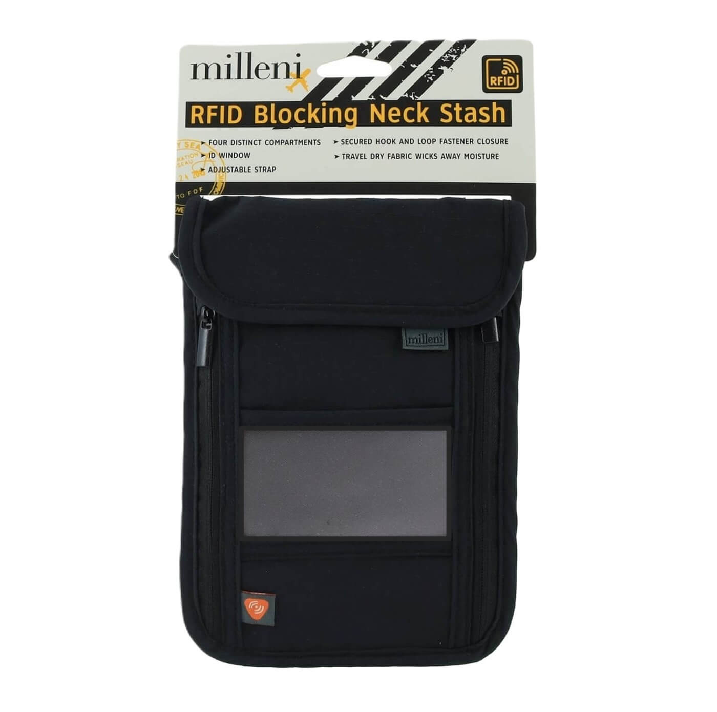 Milleni RFID Travel Neck Stash/Black