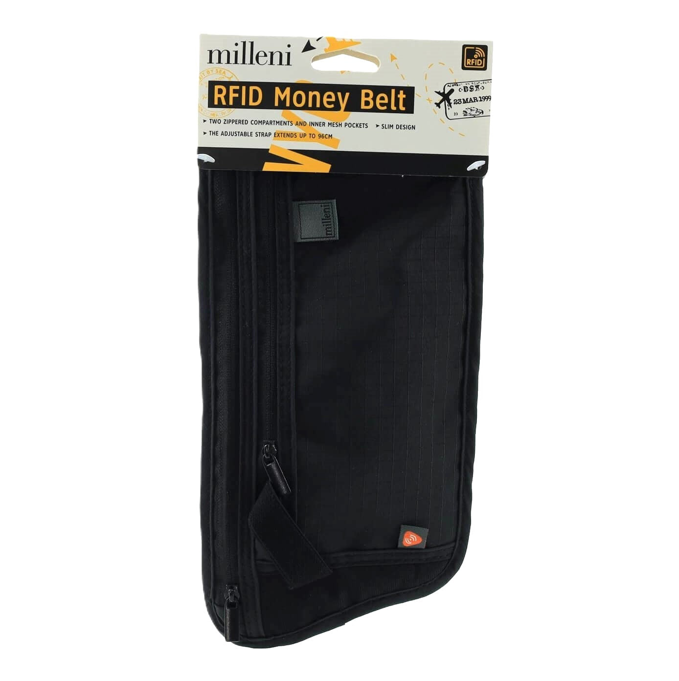 Milleni Travel RFID Money Belt Waist Stash/Black
