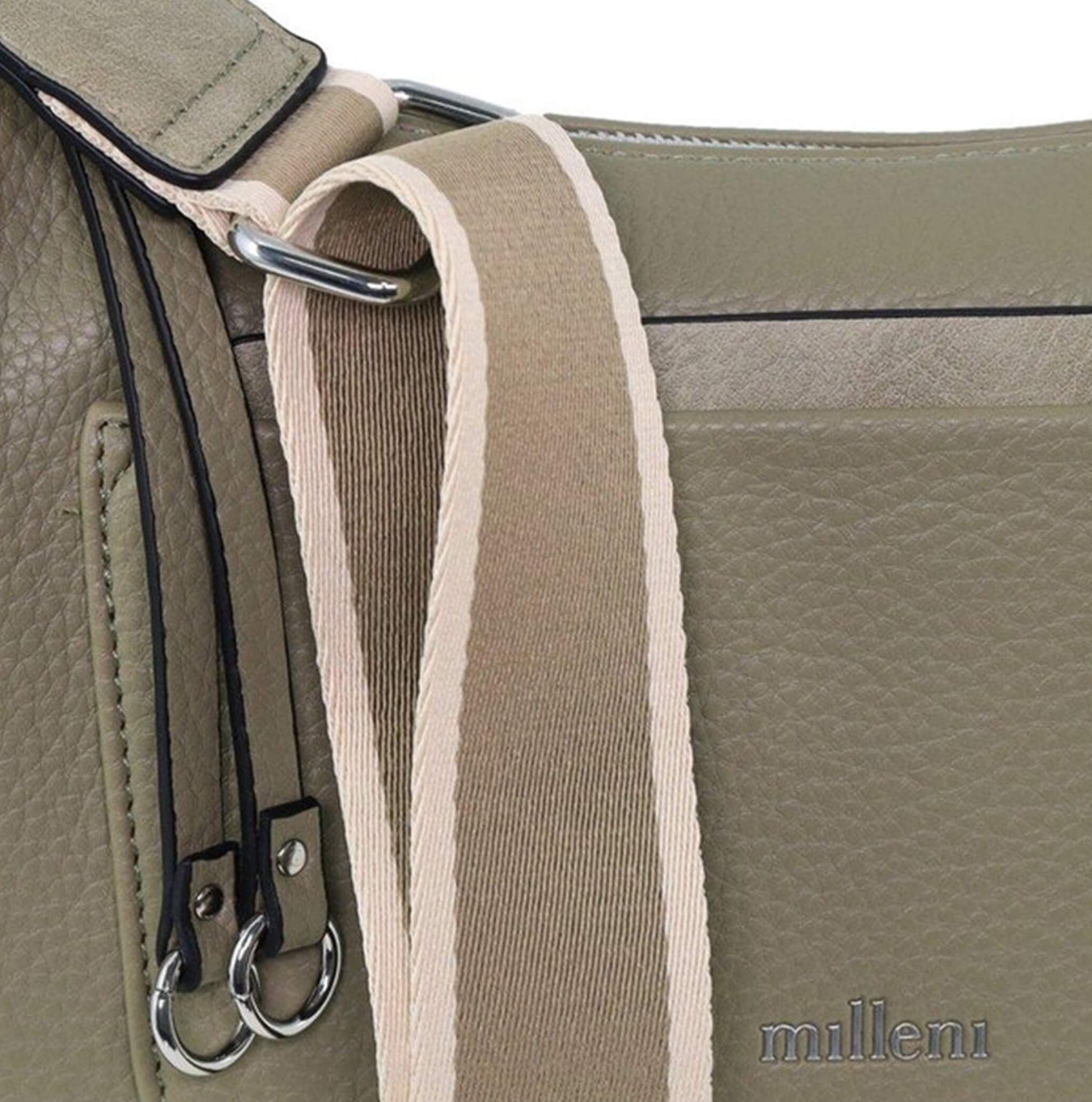 Milleni Ladies Vegan Leather Fashion Everyday Crossbody in Taupe