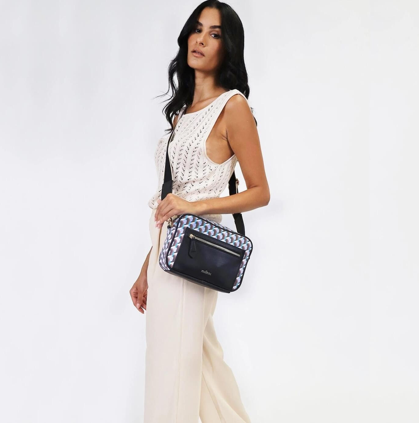Milleni Ladies Fashion Geometric Crossbody Bag in Lilac
