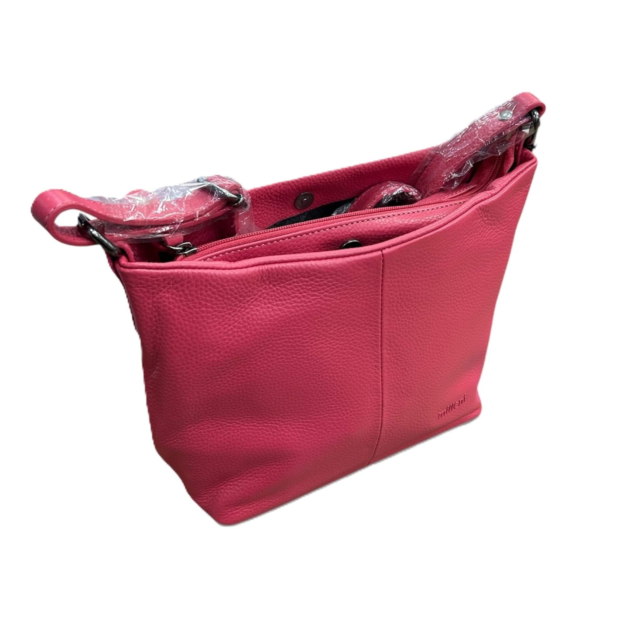 Milleni Ladies Nappa Leather Crossbody Bag in Pink