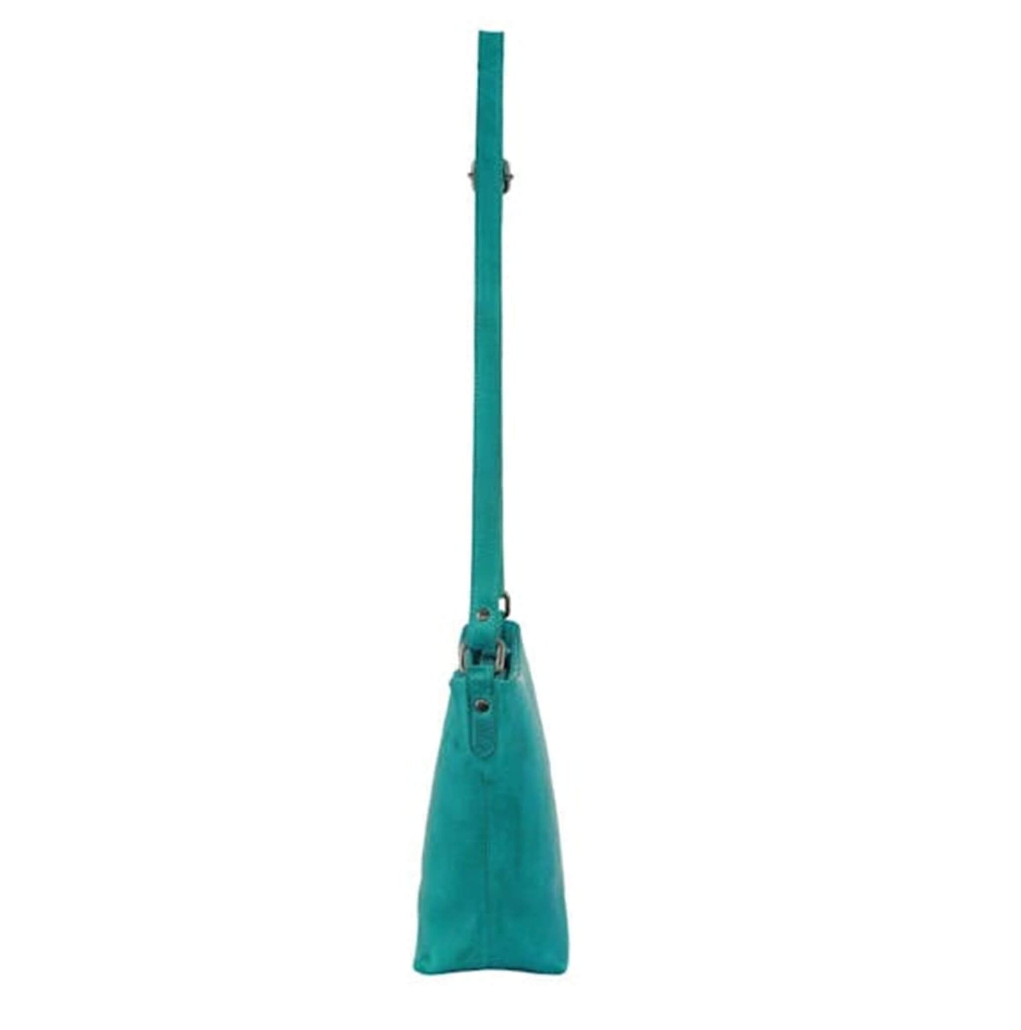 Milleni Ladies Nappa Leather Crossbody Bag in Turquoise