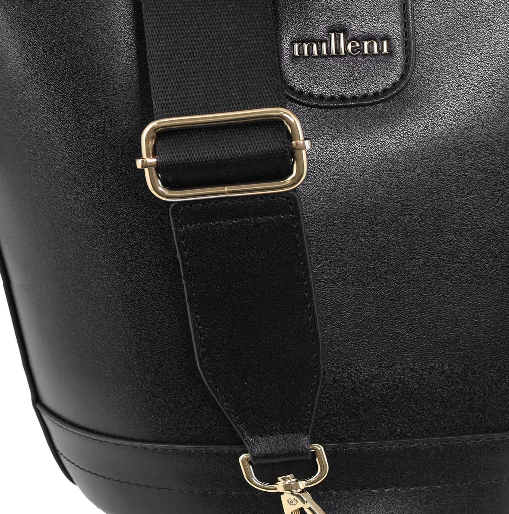 Milleni PV4033 Black Ladies Vegan Leather Bucket Crossbody Bag