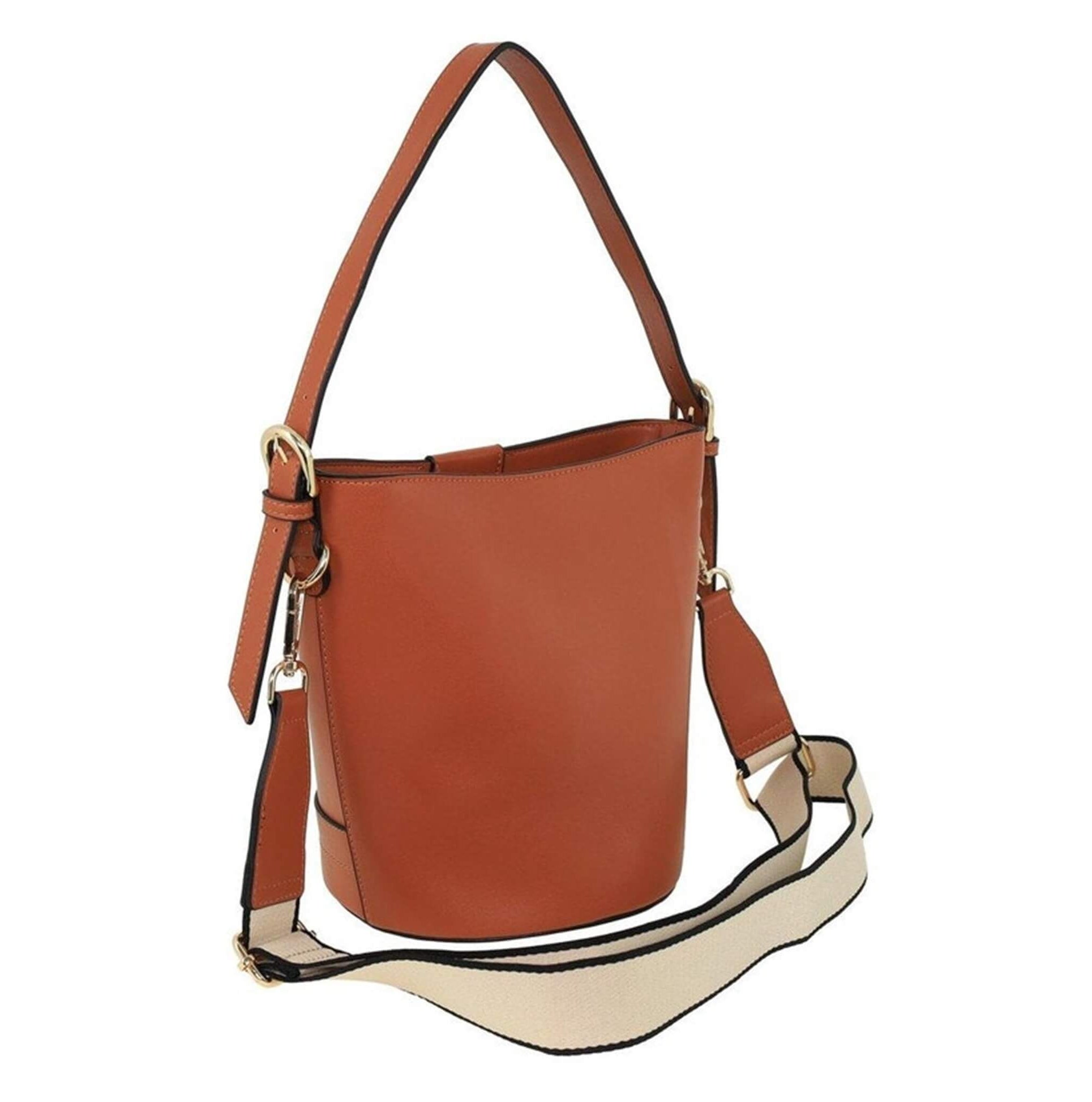 Milleni PV4033 Tan Ladies Vegan Leather Bucket Crossbody Bag