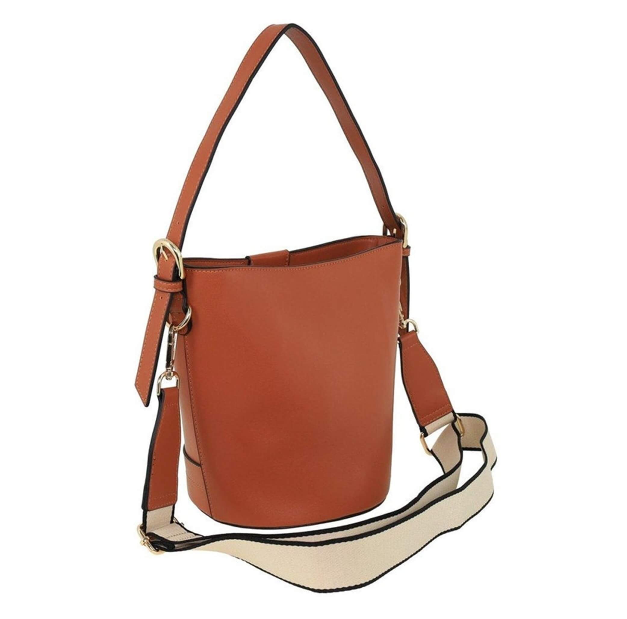 Milleni PV4033 Tan Ladies Vegan Leather Bucket Crossbody Bag