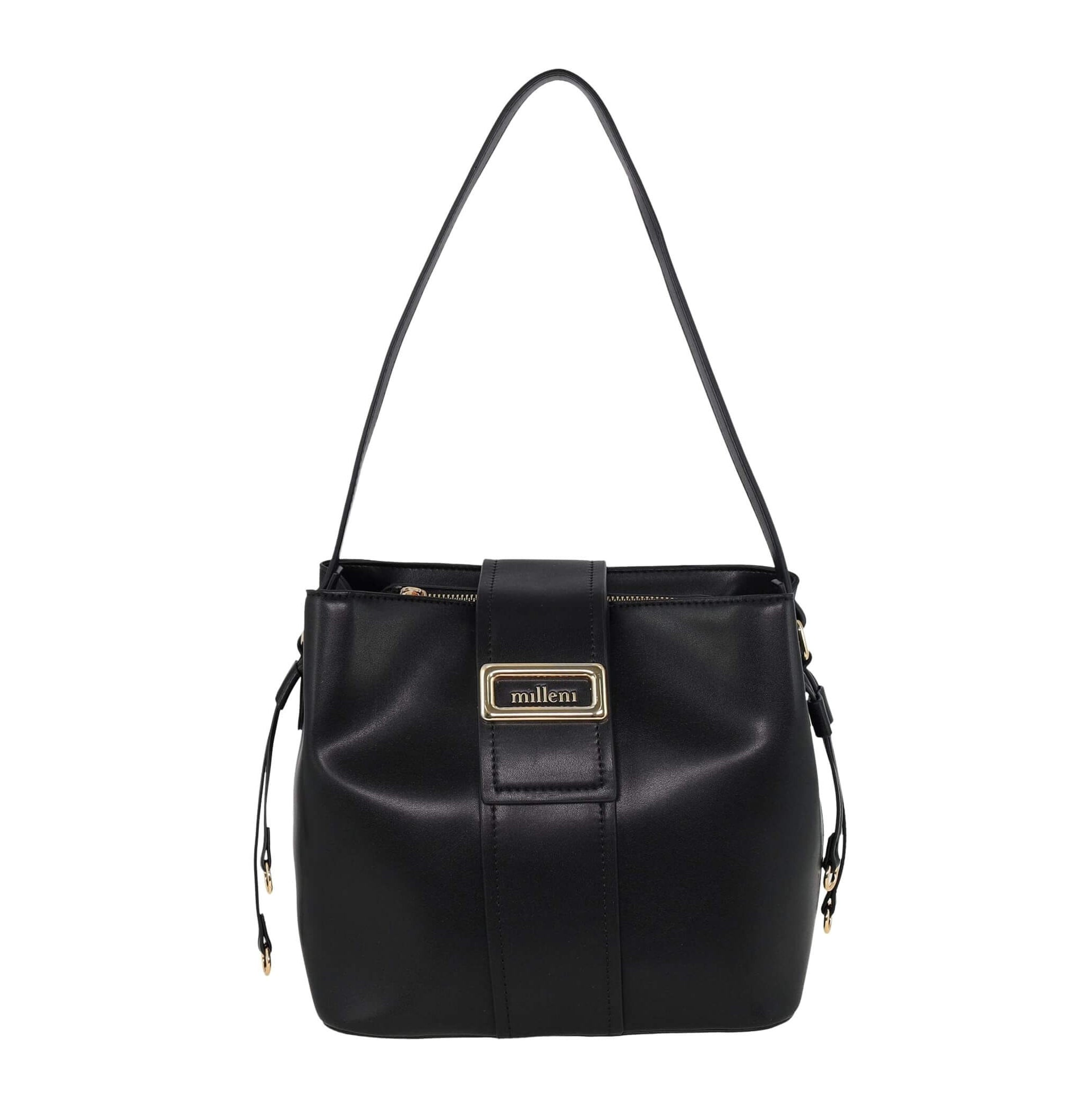 Milleni PV4034 Black Ladies Vegan Leather Fashion Mini Tote Bag