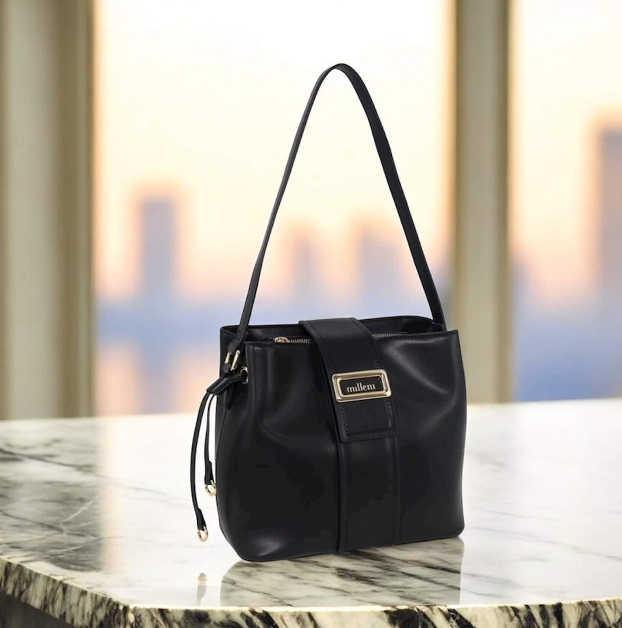 Milleni PV4034 Black Ladies Vegan Leather Fashion Mini Tote Bag