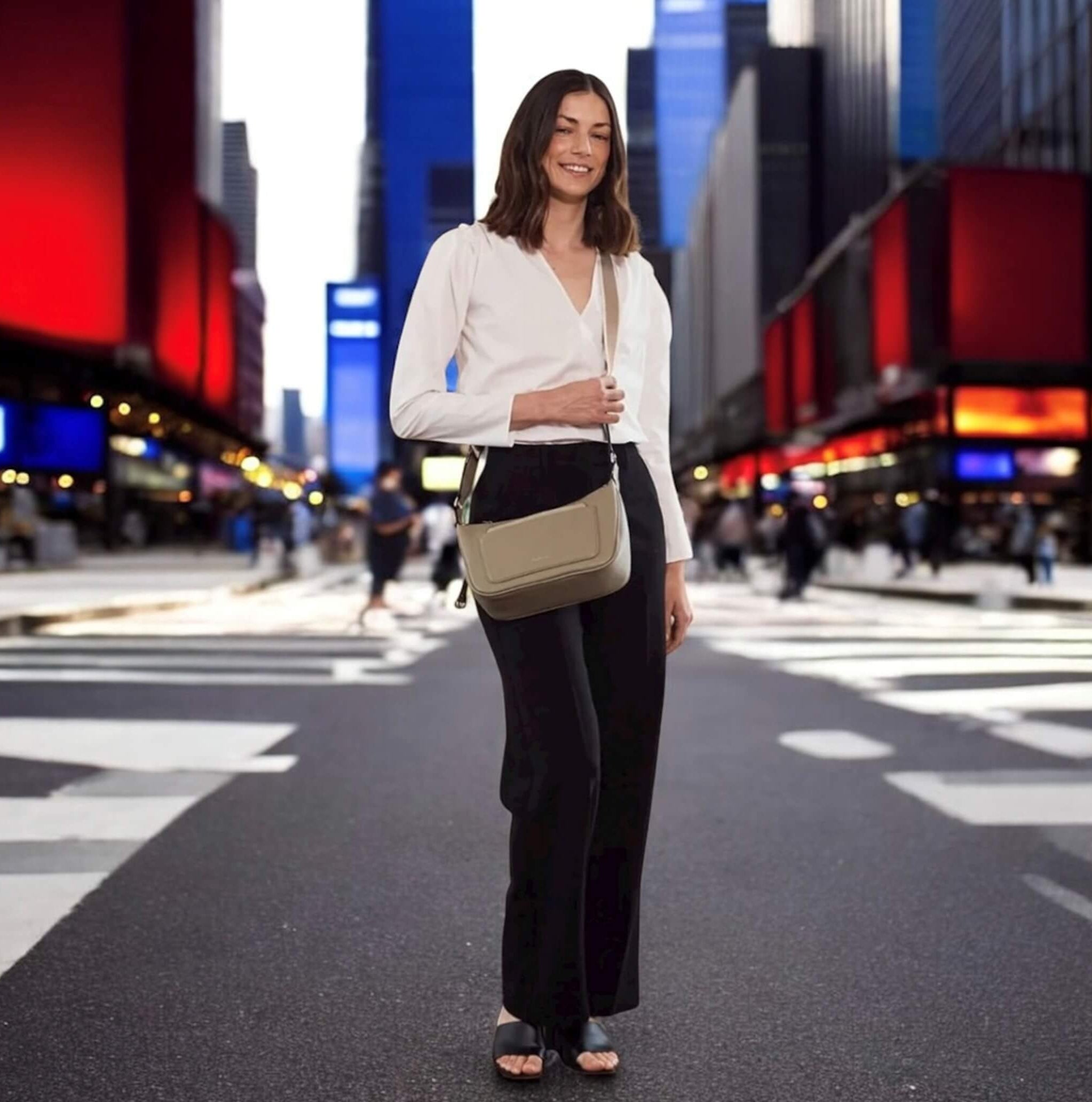 Milleni Ladies Vegan Leather Fashion Everyday Crossbody in Taupe