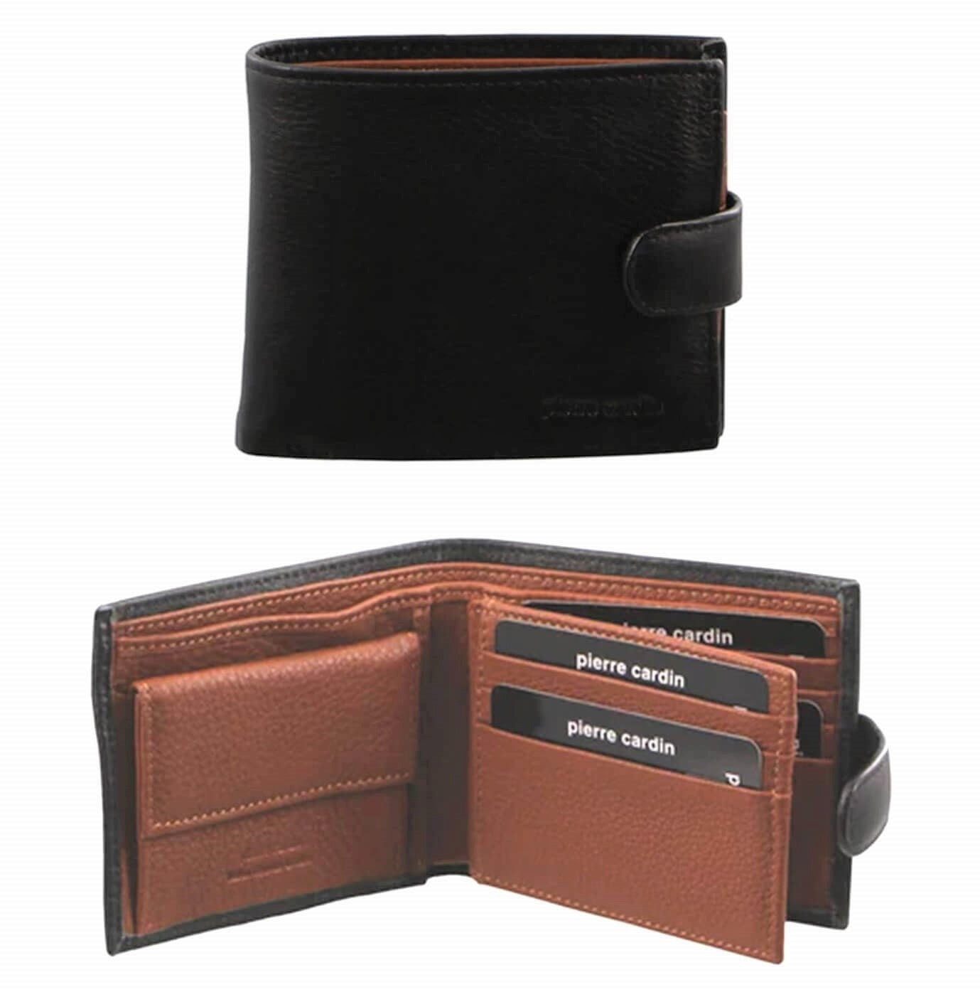 Pierre Cardin PC2631 Italian Leather Two Tone Wallet/Black-Cognac
