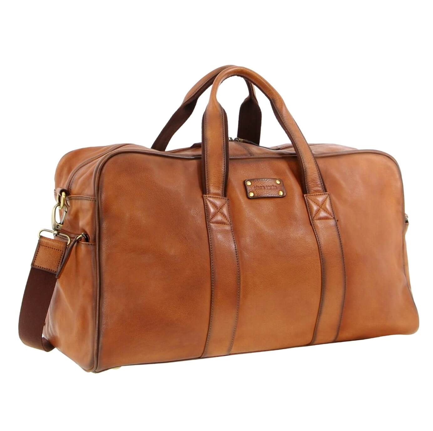 Pierre Cardin PC2825 Rustic Leather Travel-Overnight Bag/Cognac