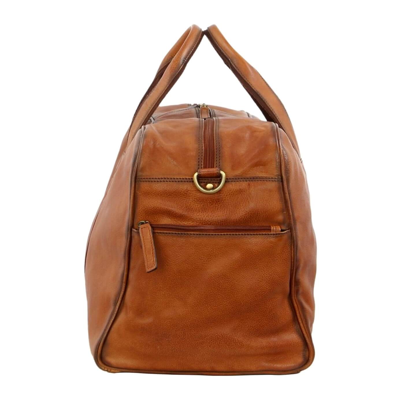 Pierre Cardin PC2825 Rustic Leather Travel-Overnight Bag/Cognac