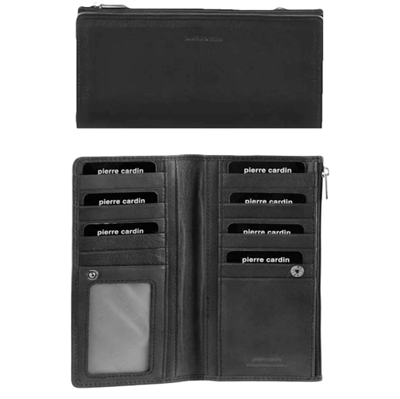 Pierre Cardin Ladies’ Italian Leather Bi-Fold Wallet in Black