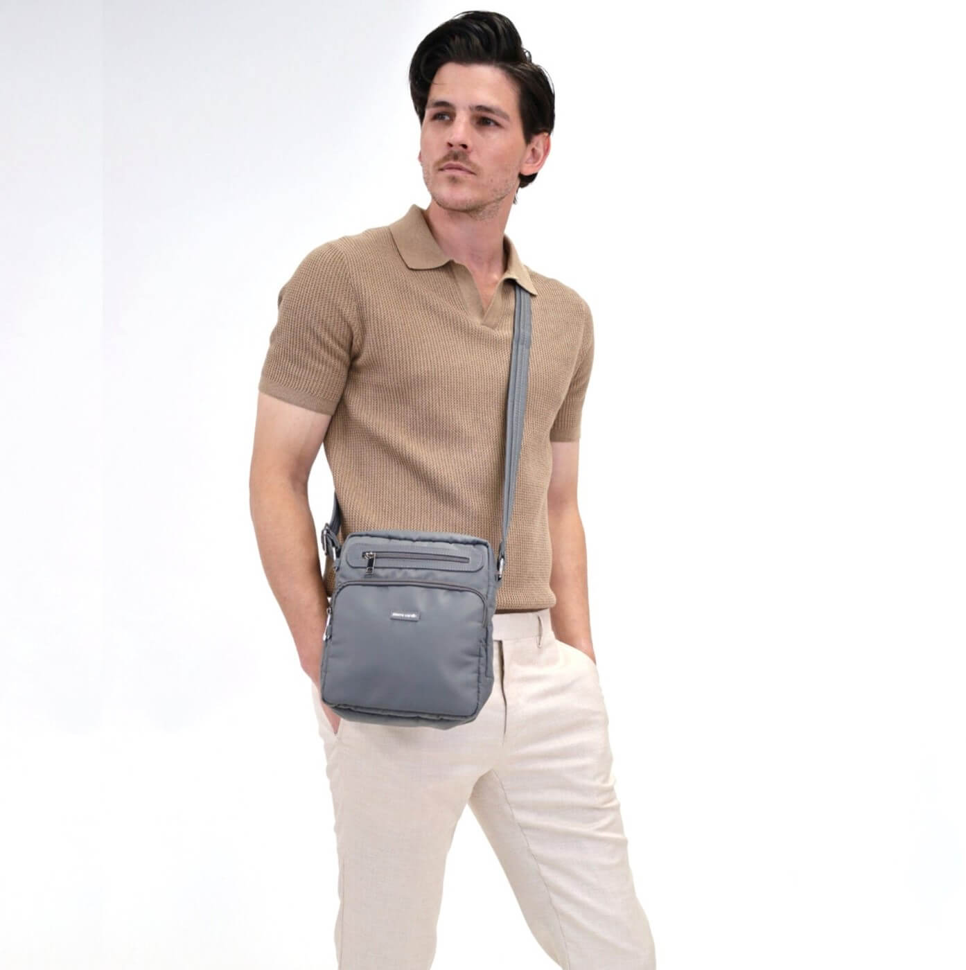 Pierre Cardin PC3265 Anti-Theft Nylon Cross Body Bag/Grey