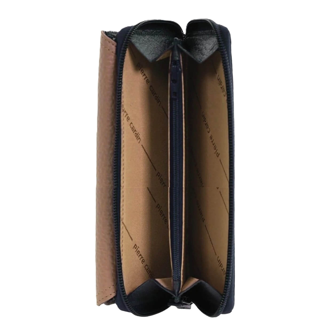 Pierre Cardin Ladies Tri-fold Tab Leather Wallet in Navy-Taupe