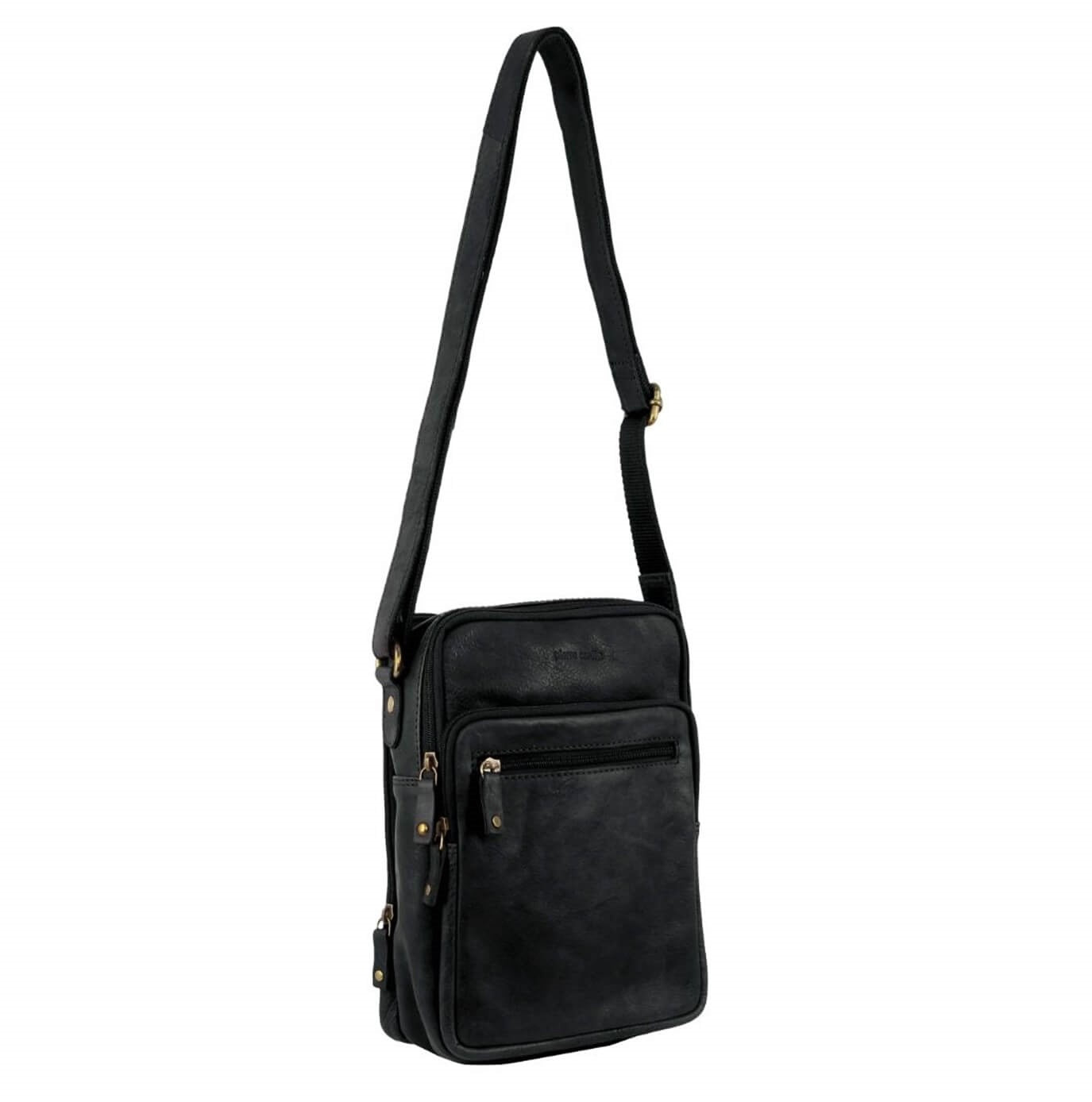 Pierre Cardin PC3130 Rustic Leather Cross-Body Bag/Black