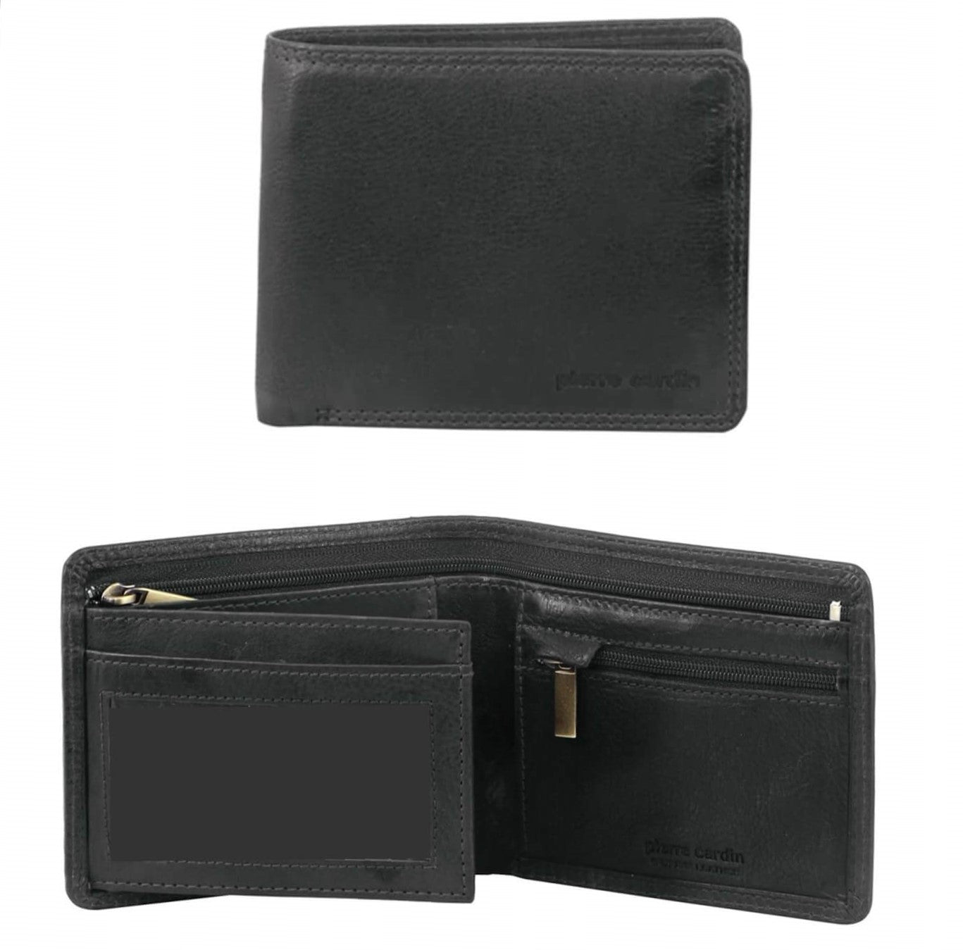 Pierre Cardin Men’s Italian Rustic Leather Tri-fold Wallet in Black