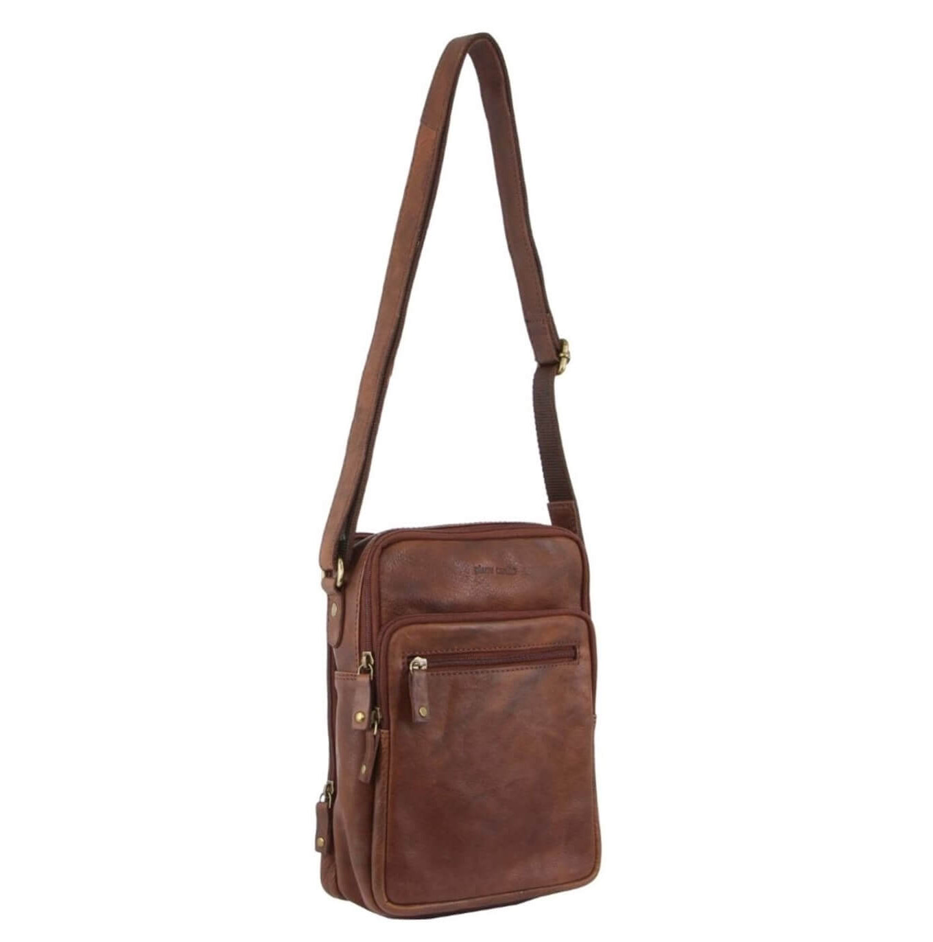 Pierre Cardin PC3130 Rustic Leather Cross-Body Bag/Chocolate
