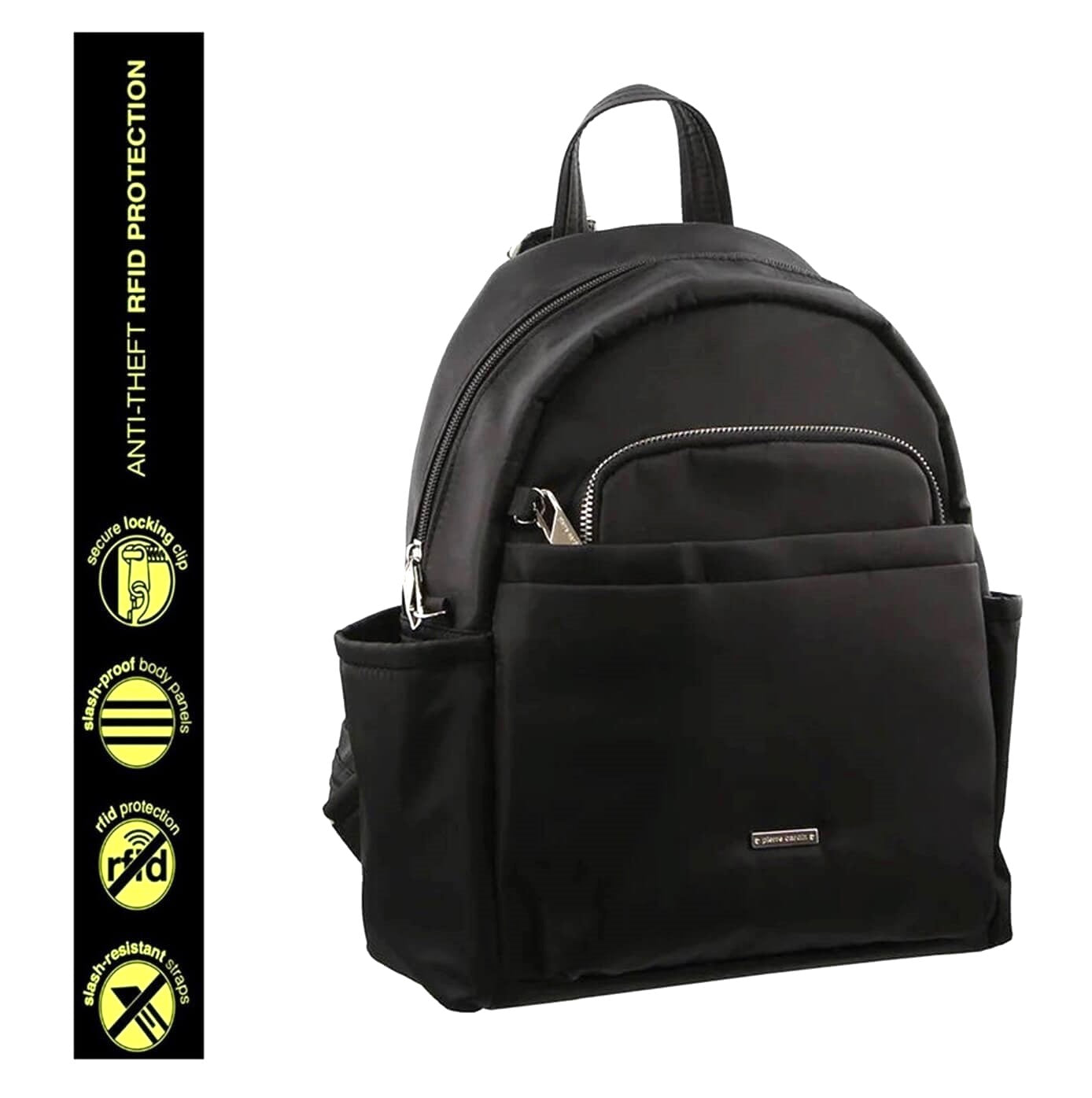 Pierre Cardin Nylon Backpack RFID Anti-Theft Features in Black