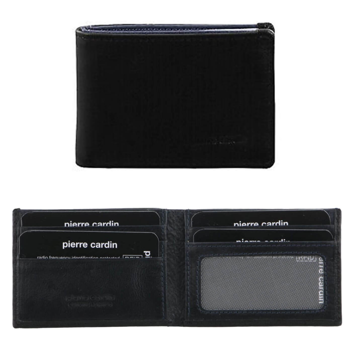 Pierre Cardin Men's Two-tone Bi-fold RFID Wallet in Black & Midnight