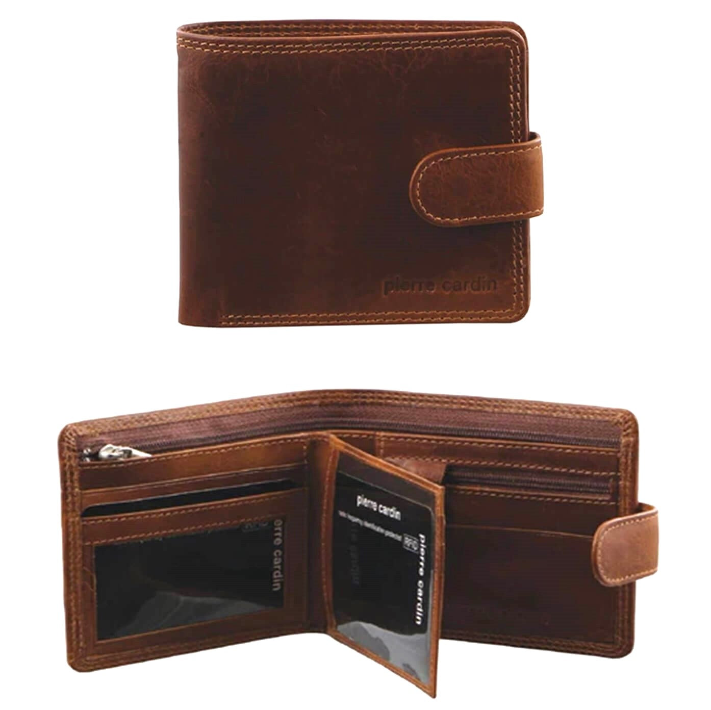 Pierre Cardin PC2813 Rustic Leather Mens Wallet/Cognac