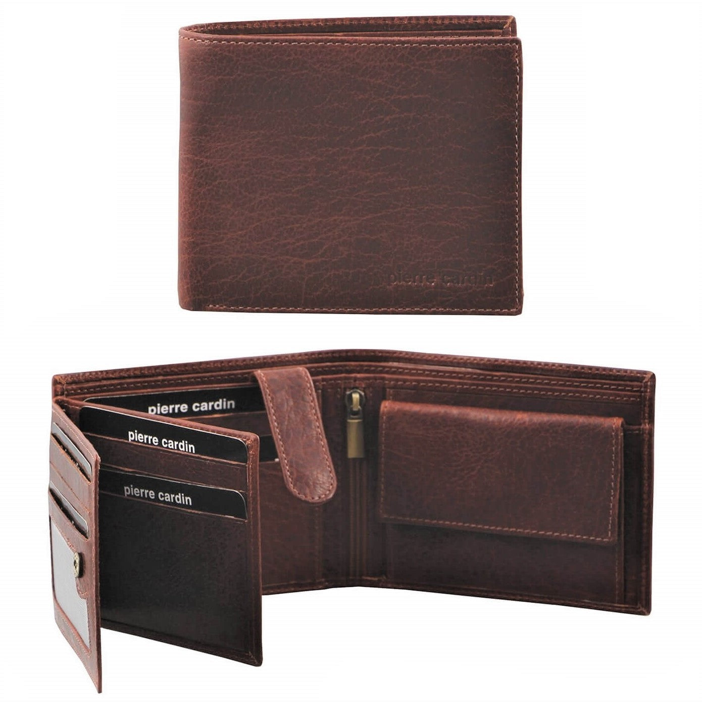 Pierre Cardin PC2816 Rustic Leather Tri-fold Mens Wallet/Chestnut